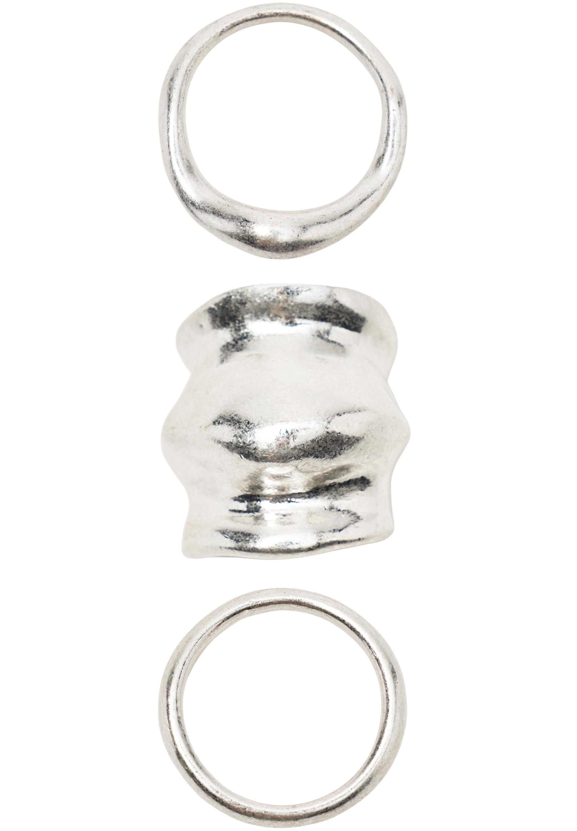 Pack of 3 irregular rings — Silver