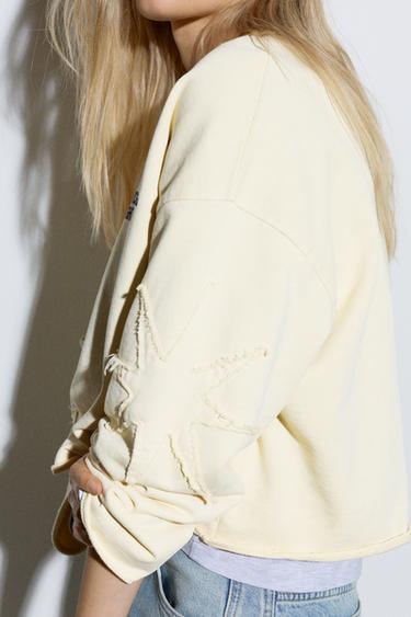 Cropped star graphic sweatshirt — Yellow 4