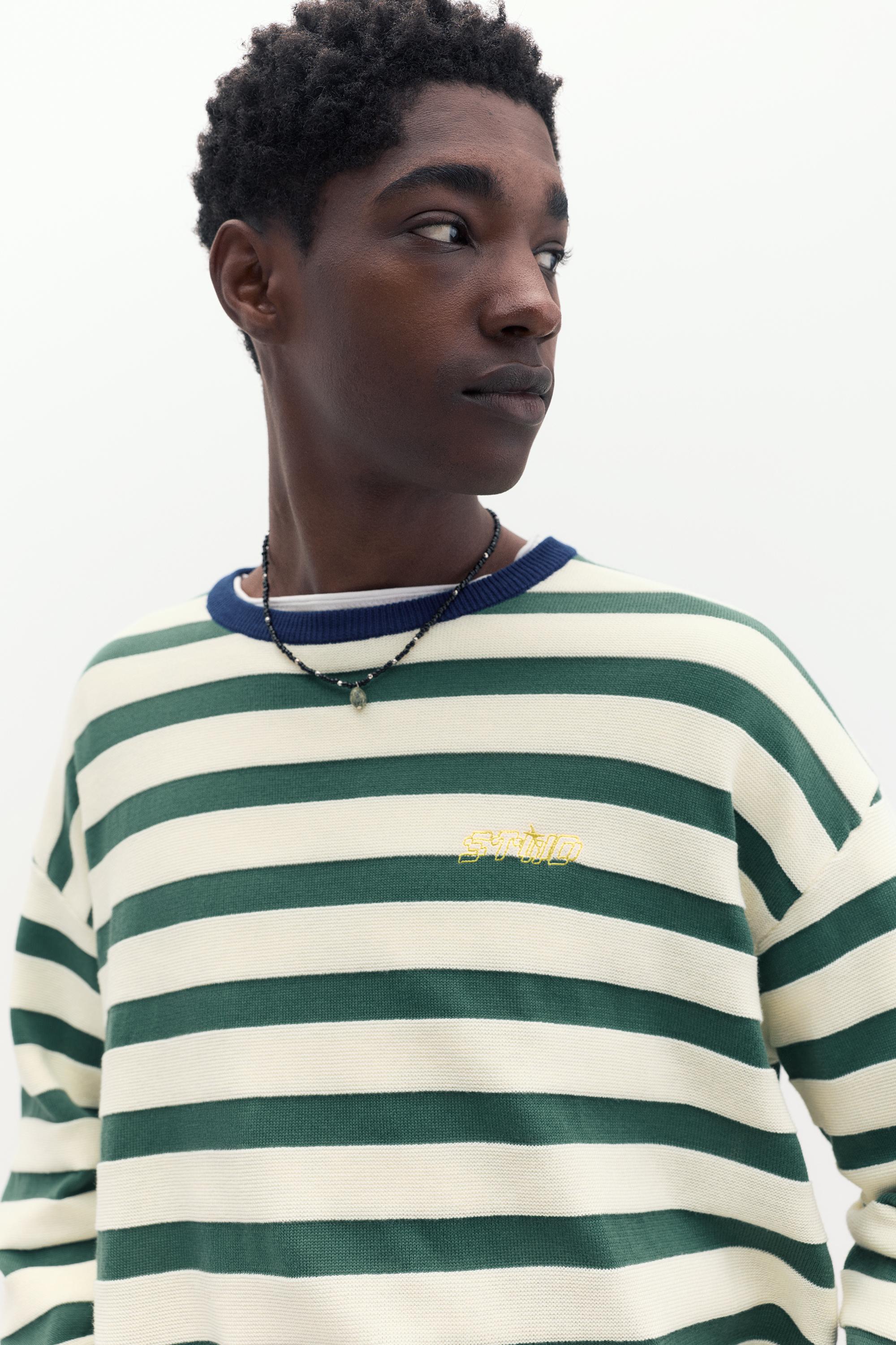 Çizgili örgü tişört - Görsel 6