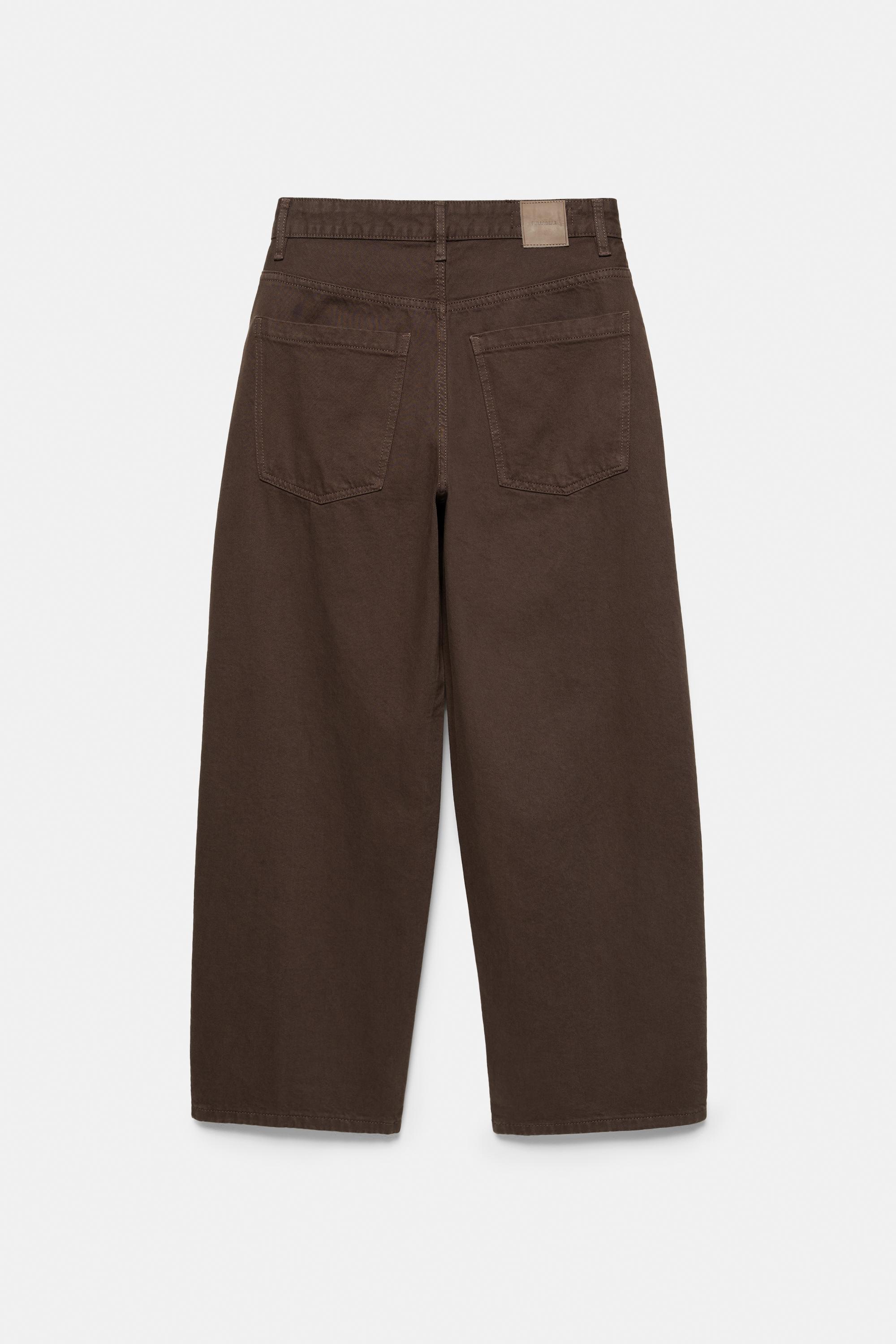 Front seam barrel jeans — Brown
