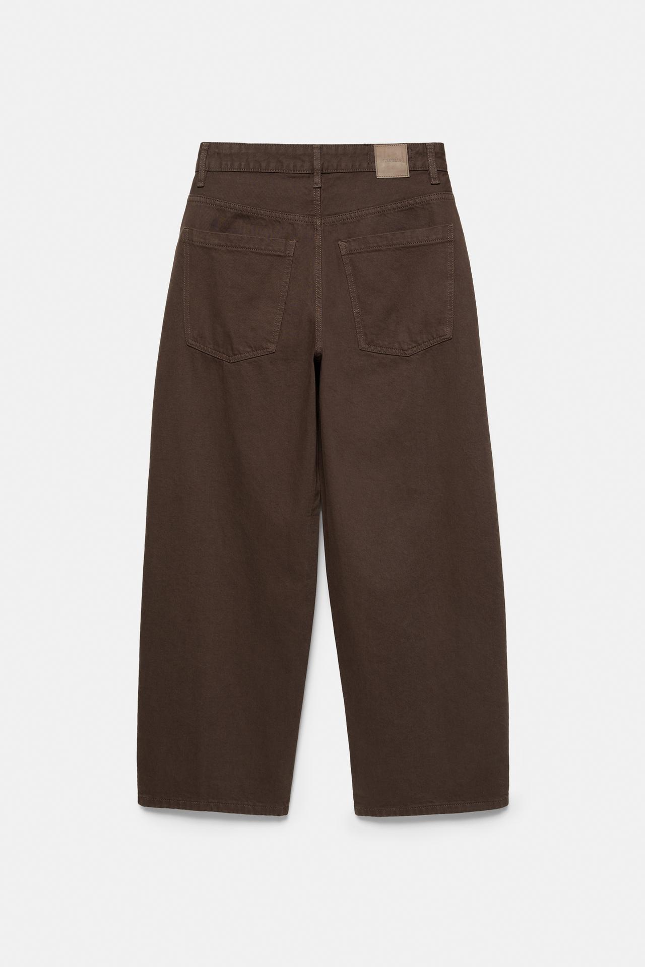 Front seam barrel jeans — Brown