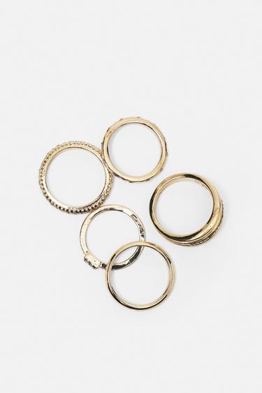 Pack of 5 rings — Gold 4