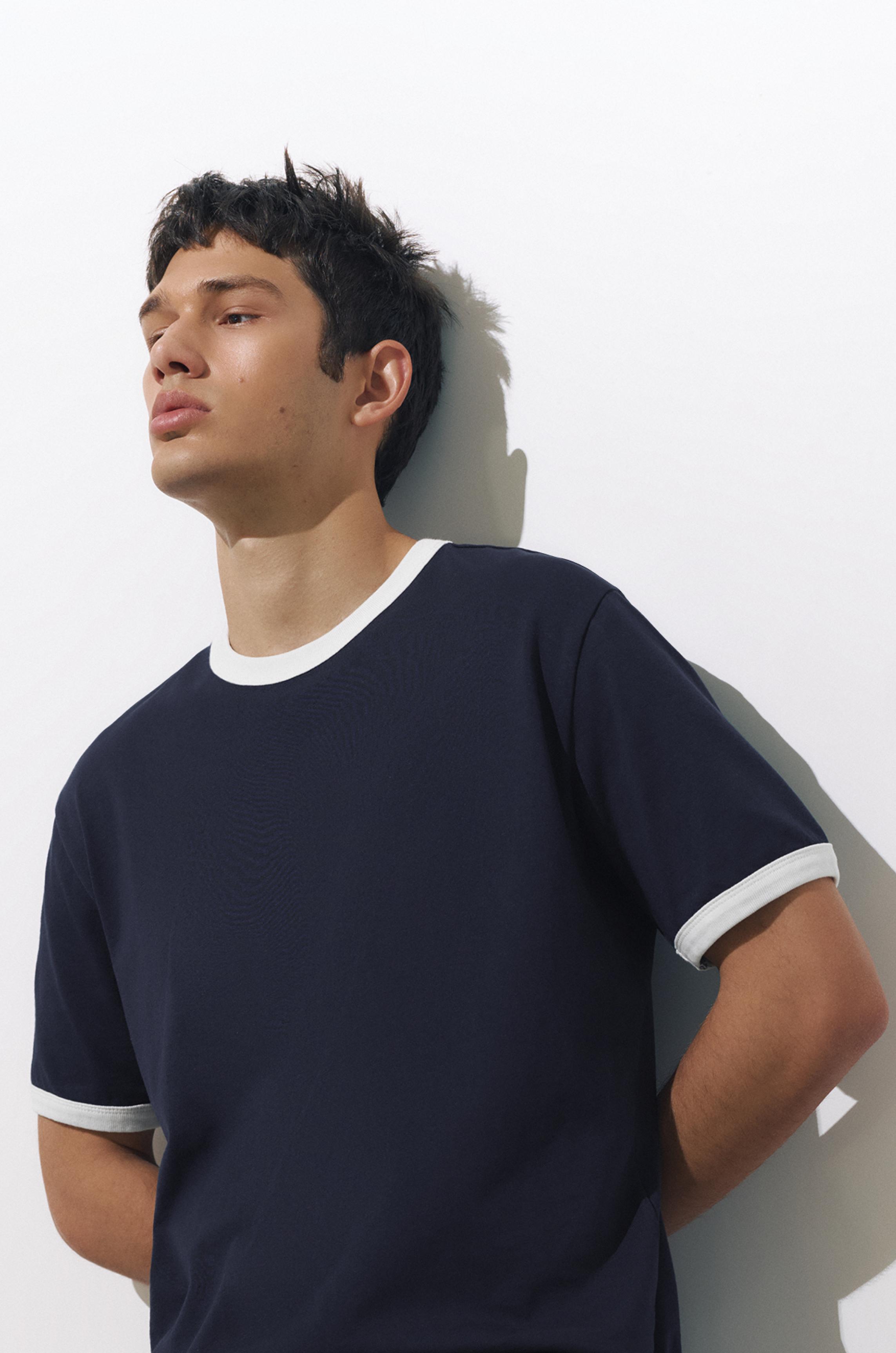 Contrast trim T-shirt — Navy