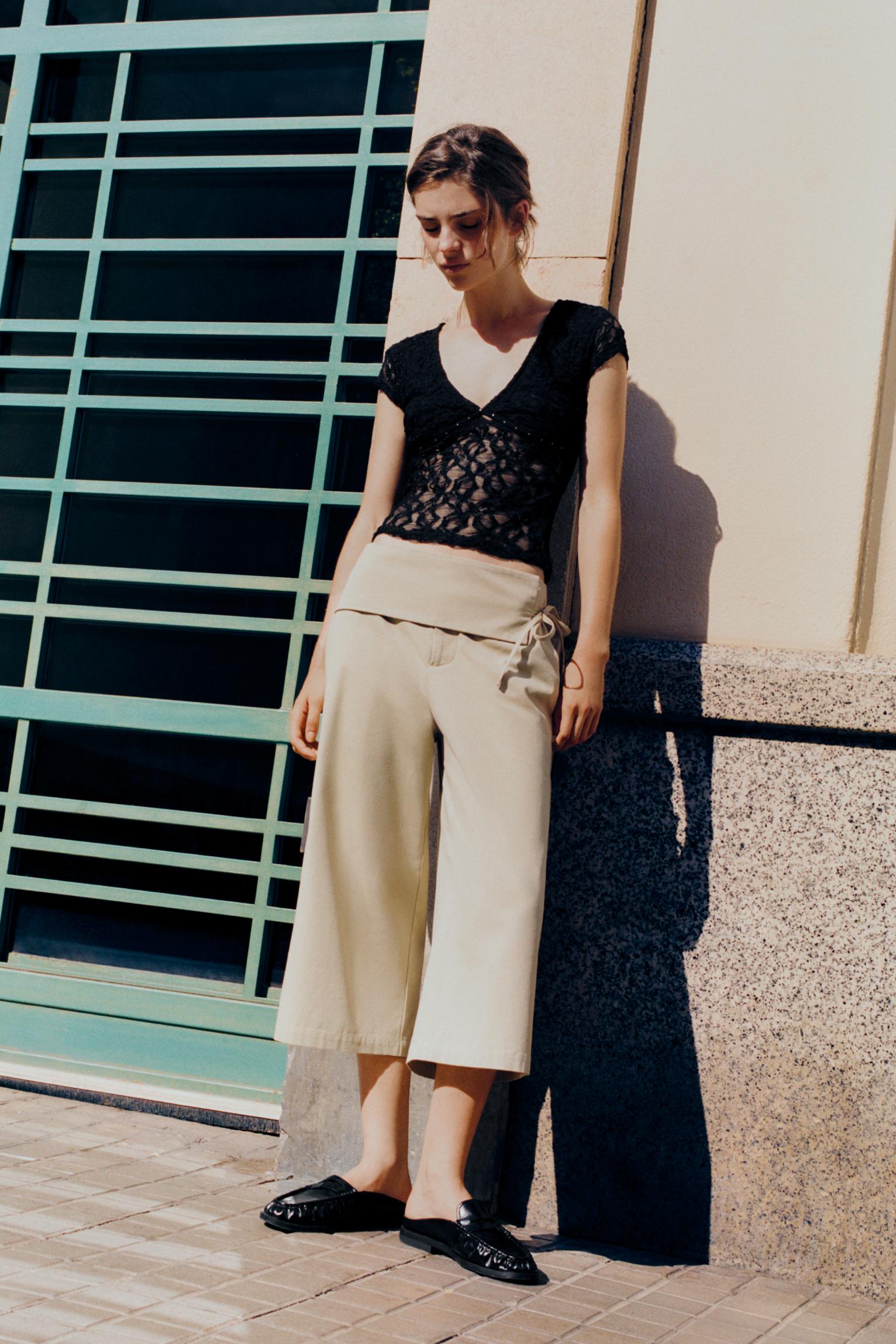 Sash tie culottes — Light camel