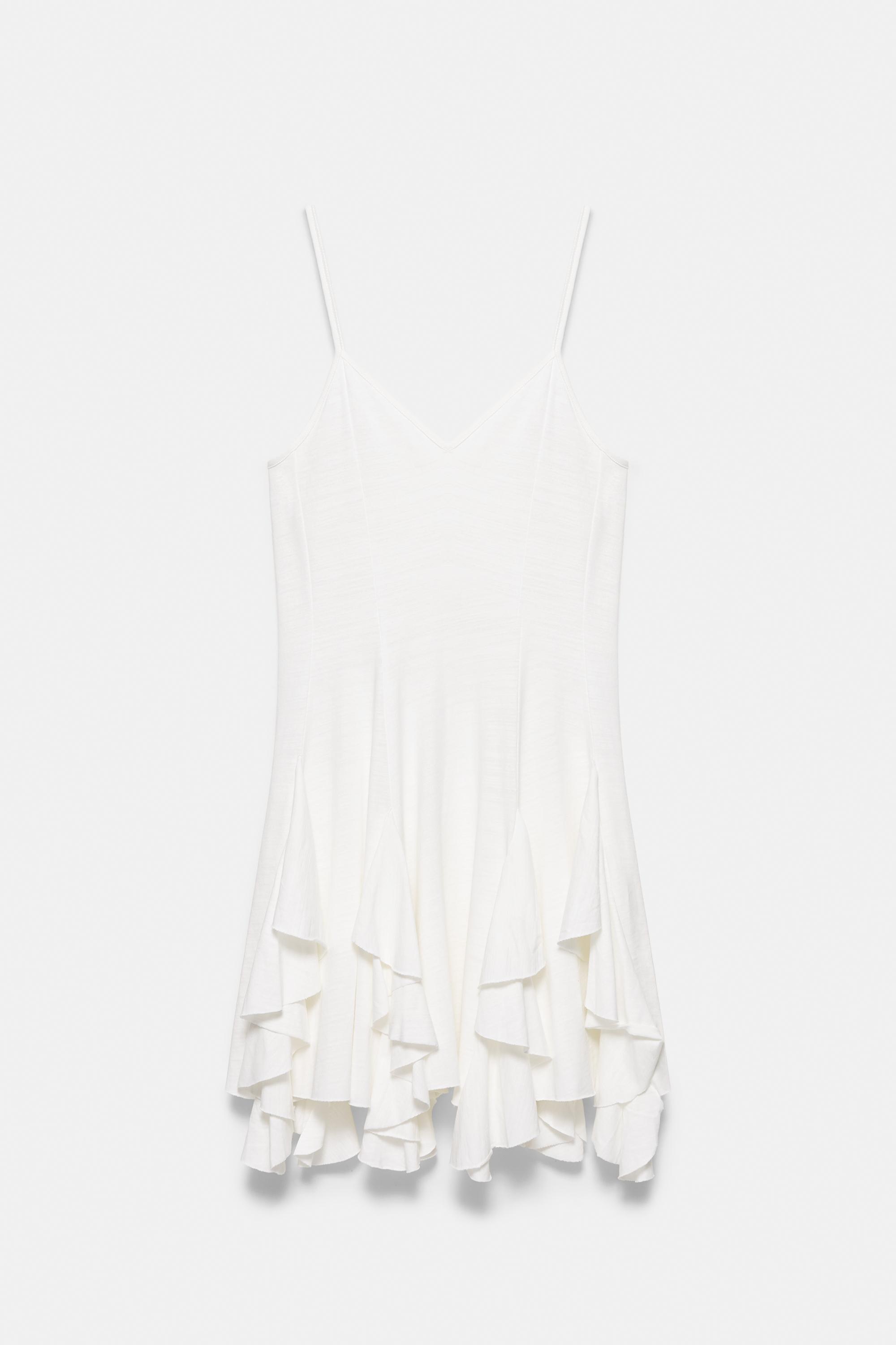 Short strappy flared dress — Ecru