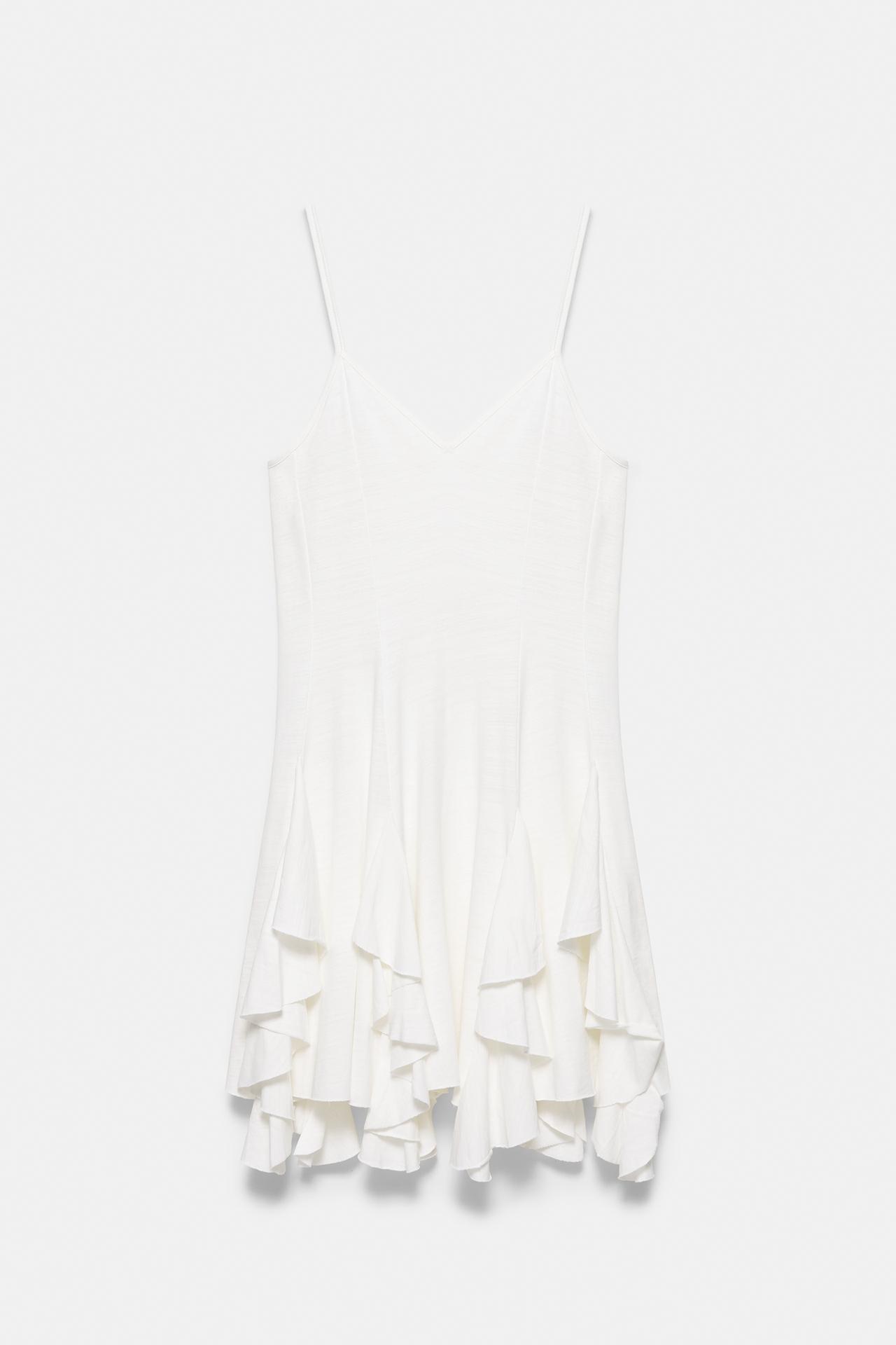 Short strappy flared dress — Ecru
