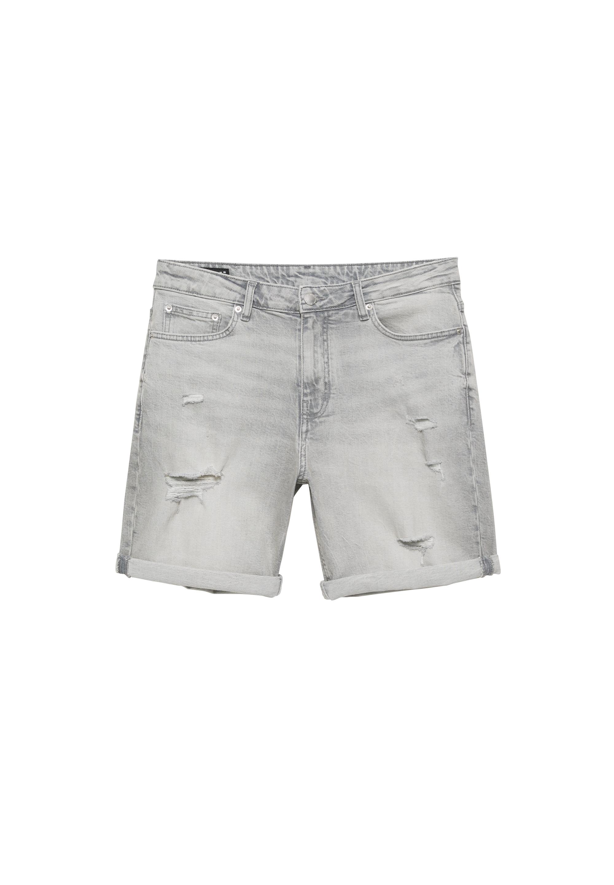 Ripped denim Bermuda shorts — Dark grey
