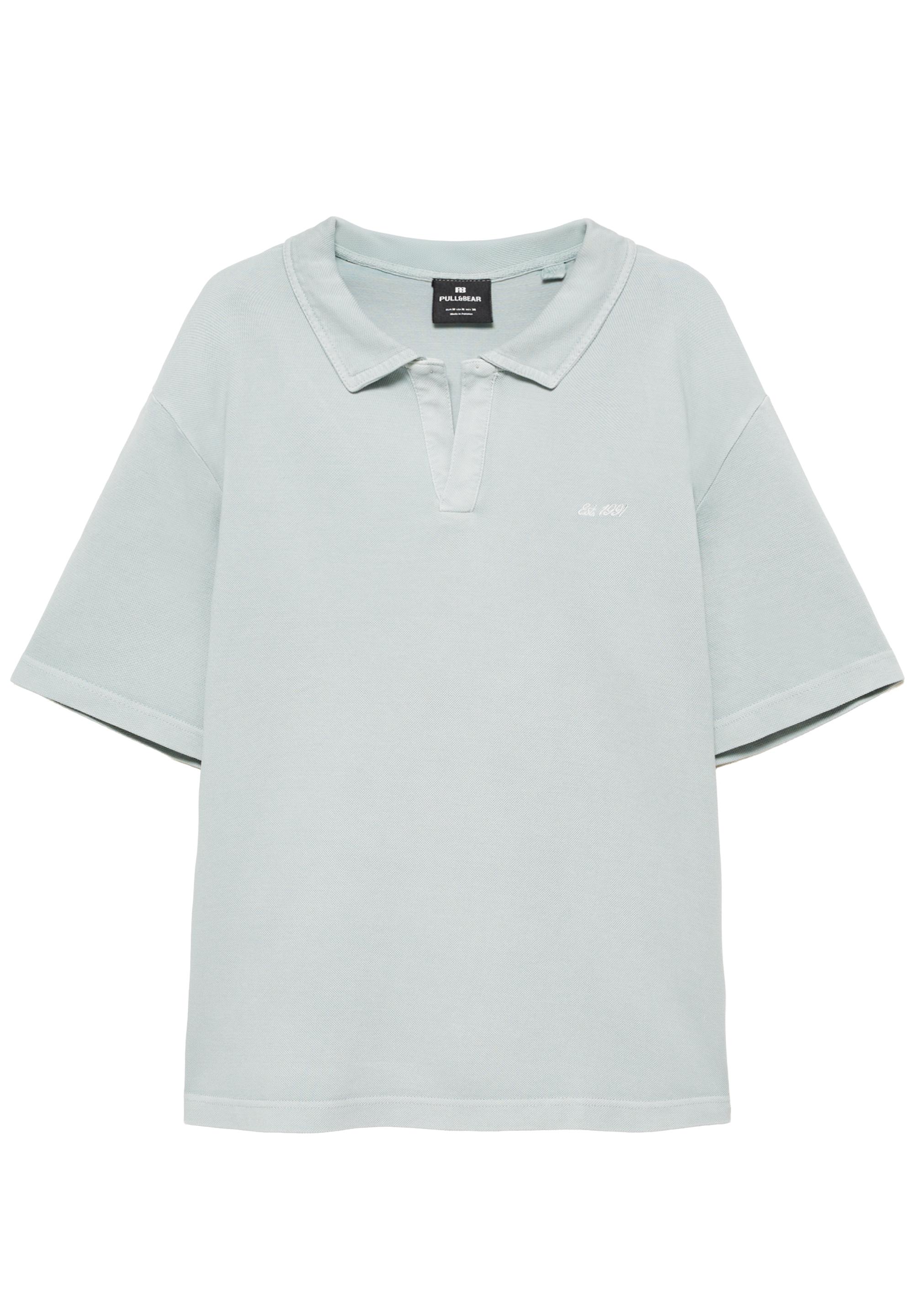 Short sleeve piqué polo shirt — Bluish grey
