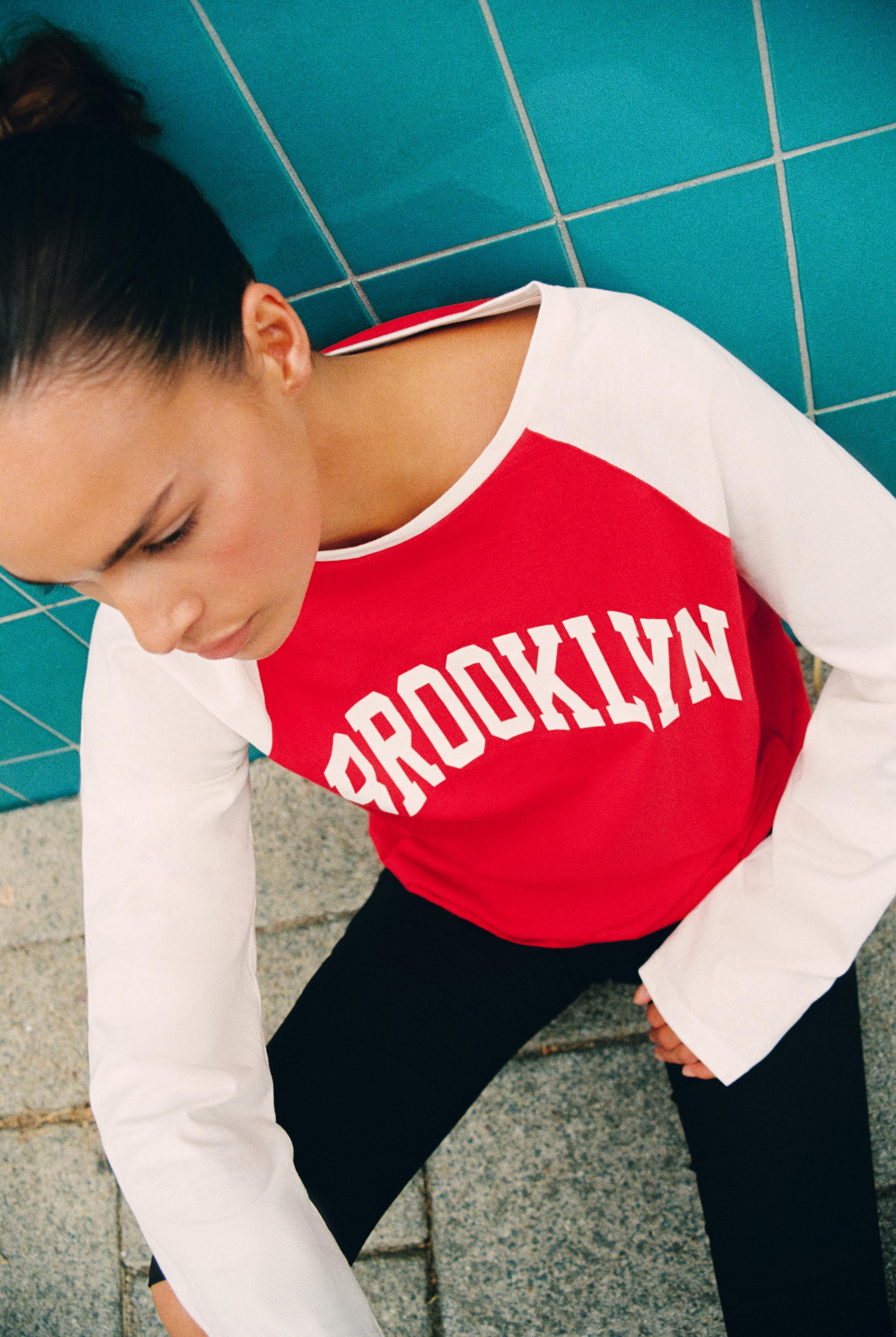 Brooklyn raglan sleeve T-shirt — White/Red