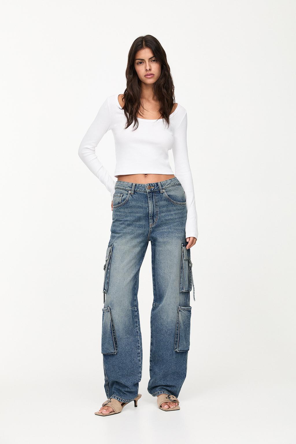 Jeans cargo wide leg PULL&BEAR