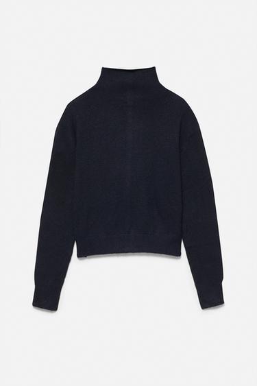 High neck buttoned cardigan — Navy 7