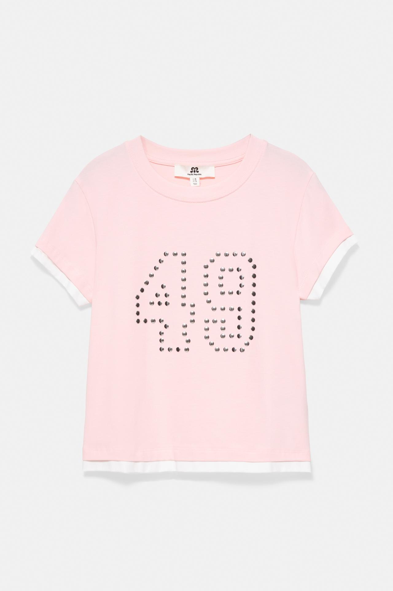 Studded double-layer T-shirt — Pastel pink