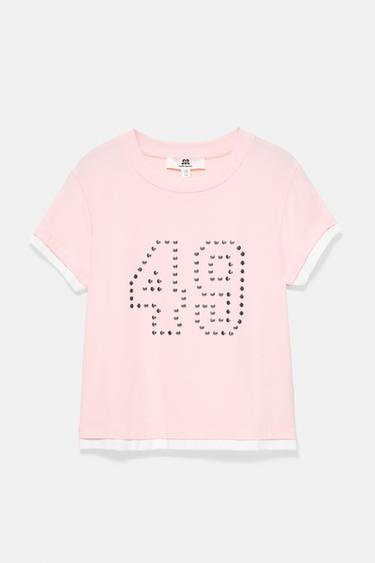 Studded double-layer T-shirt — Pastel pink 5