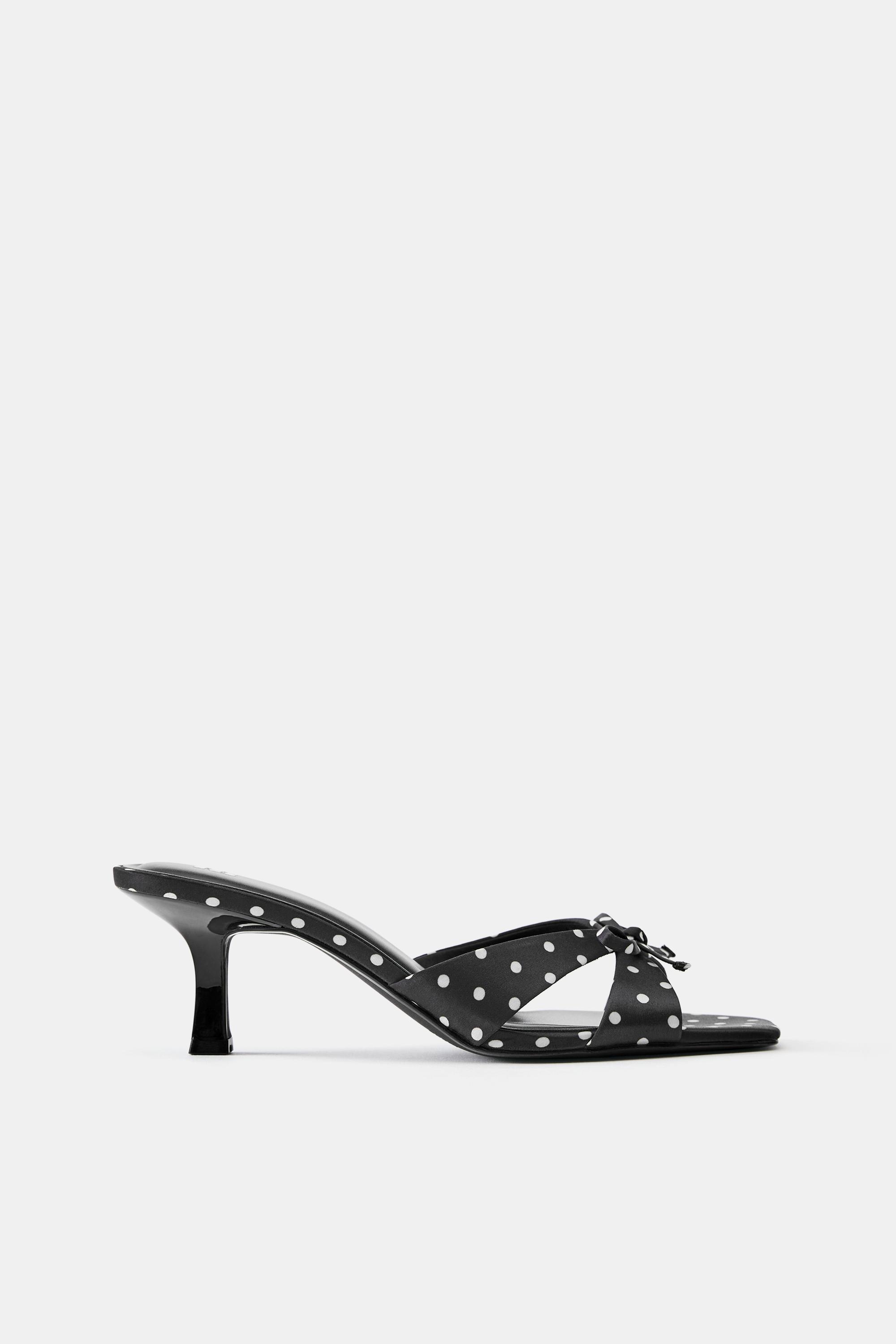 Polka dot heeled sandals — Black