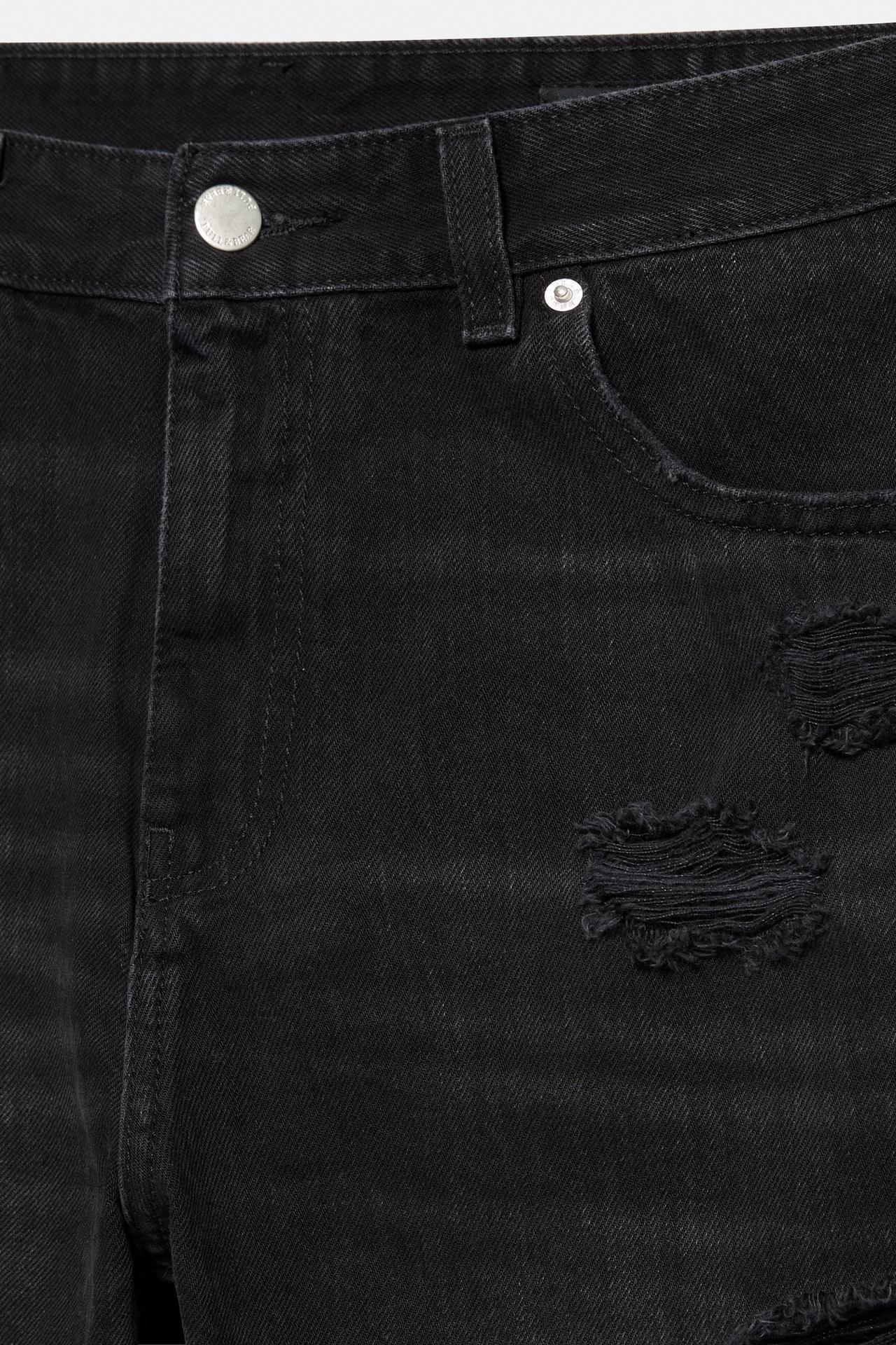 Straight-leg denim Bermuda shorts — Faded black