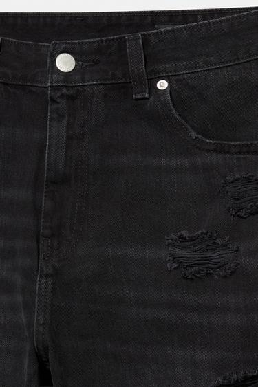 Straight-leg denim Bermuda shorts — Faded black 8