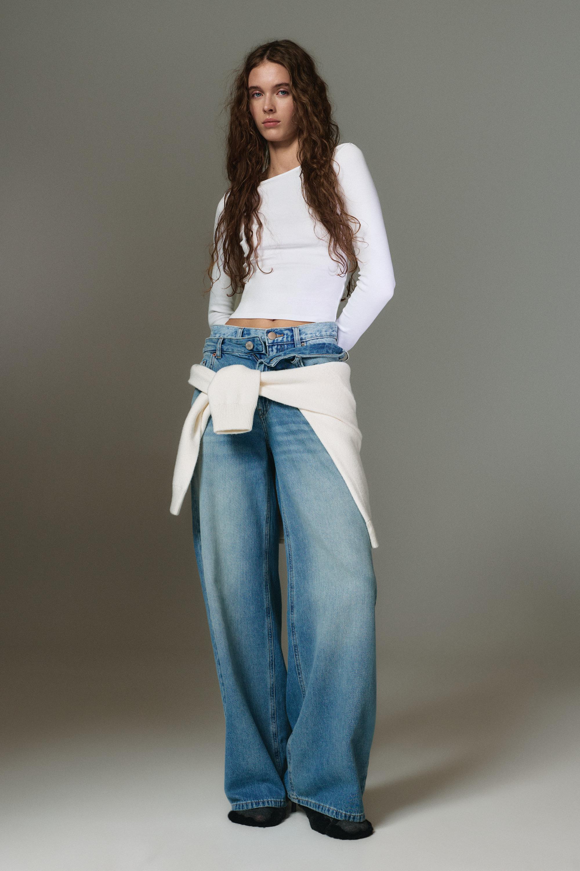 Uzun kollu geniş yaka t-shirt - Görsel 79