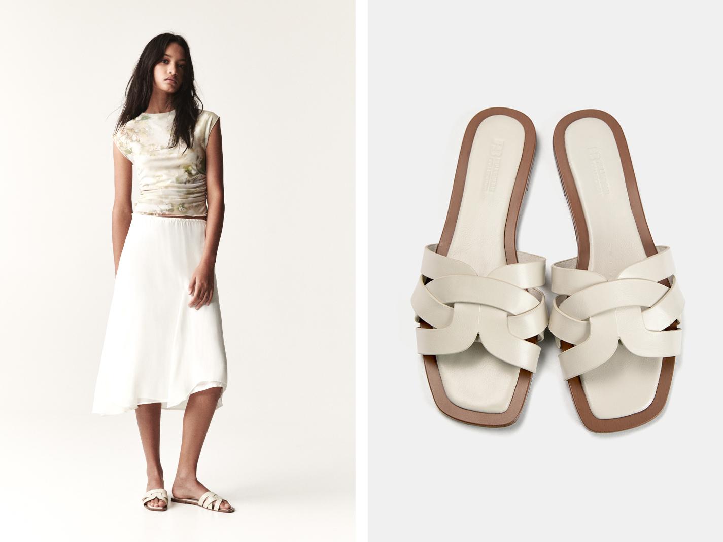 Flat strap sandals — Ecru