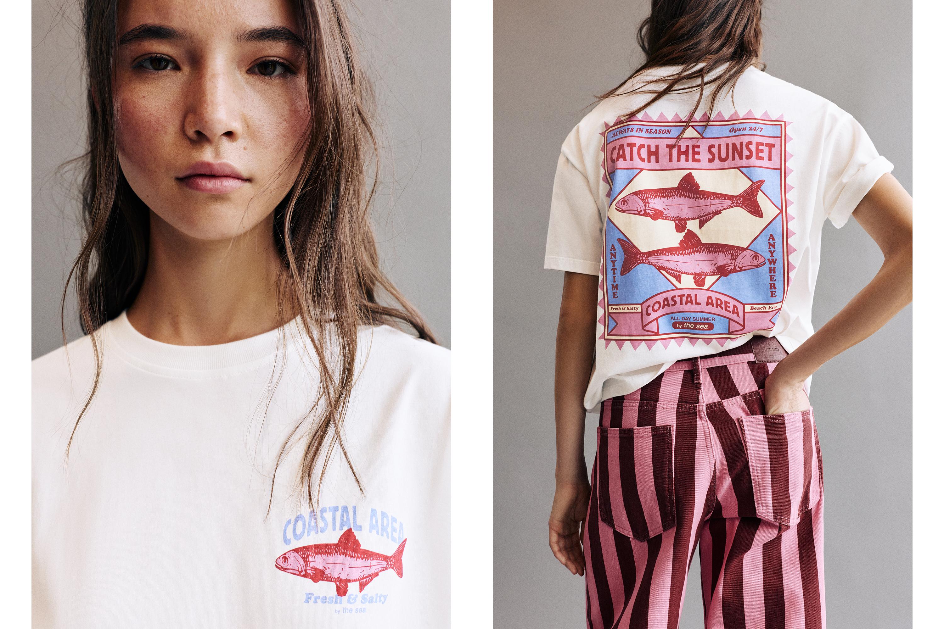 Fish graphic T-shirt — White