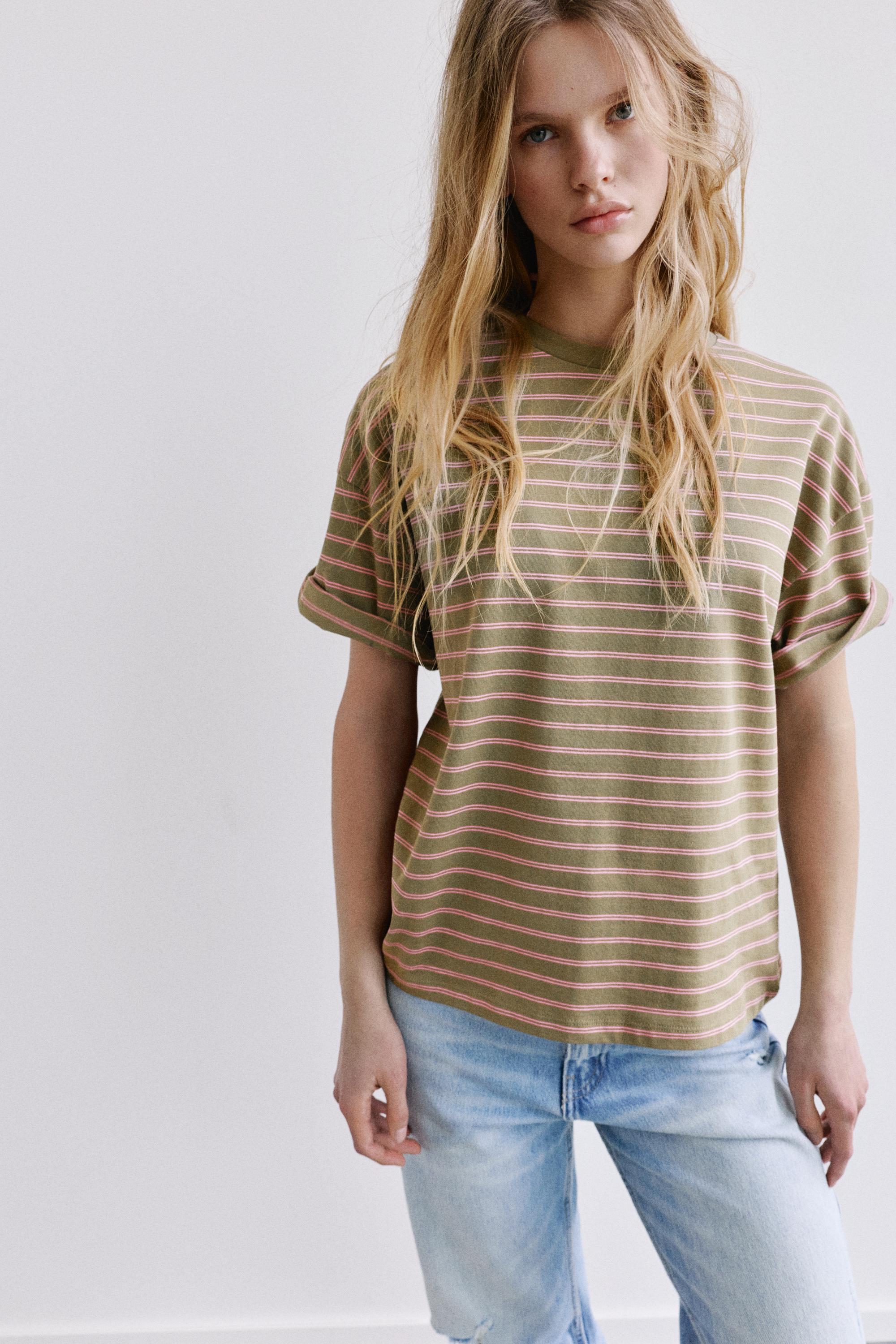 Oversize short sleeve T-shirt — Striped