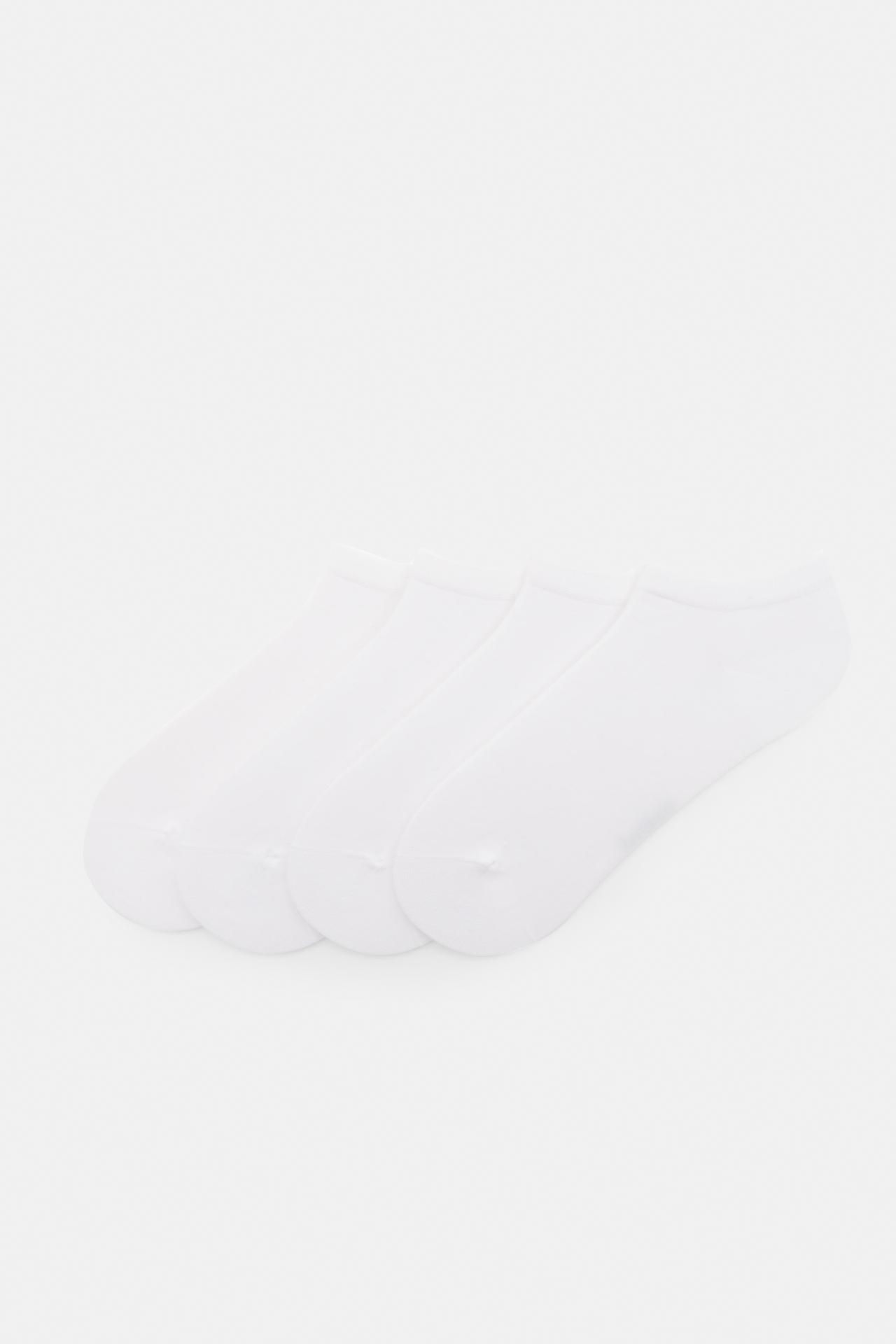 4-pack of short white socks — White