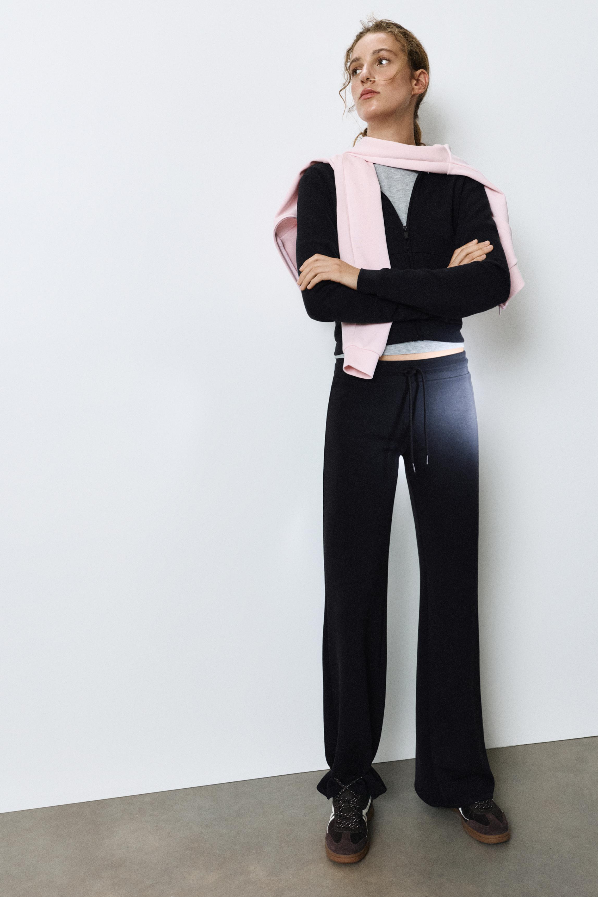 Modal flared trousers — Black