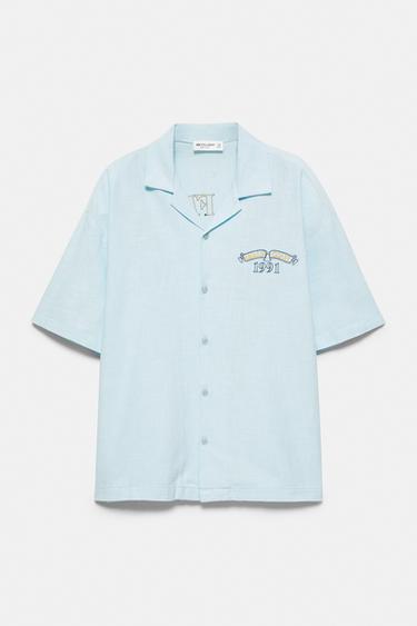 Short sleeve embroidered shirt — Pale blue 7