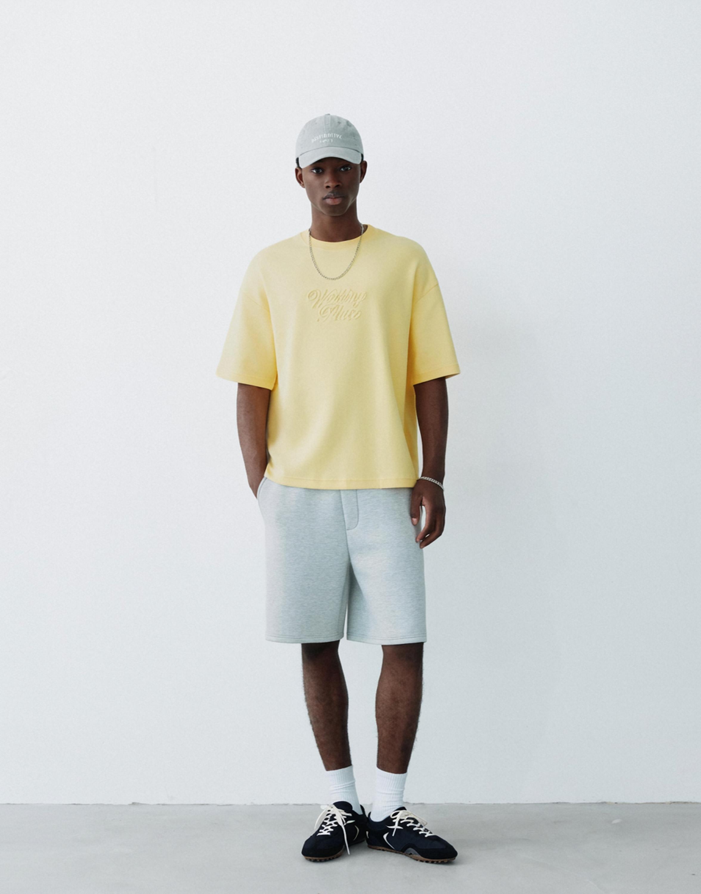 Short sleeve slogan sweatshirt — Yellow