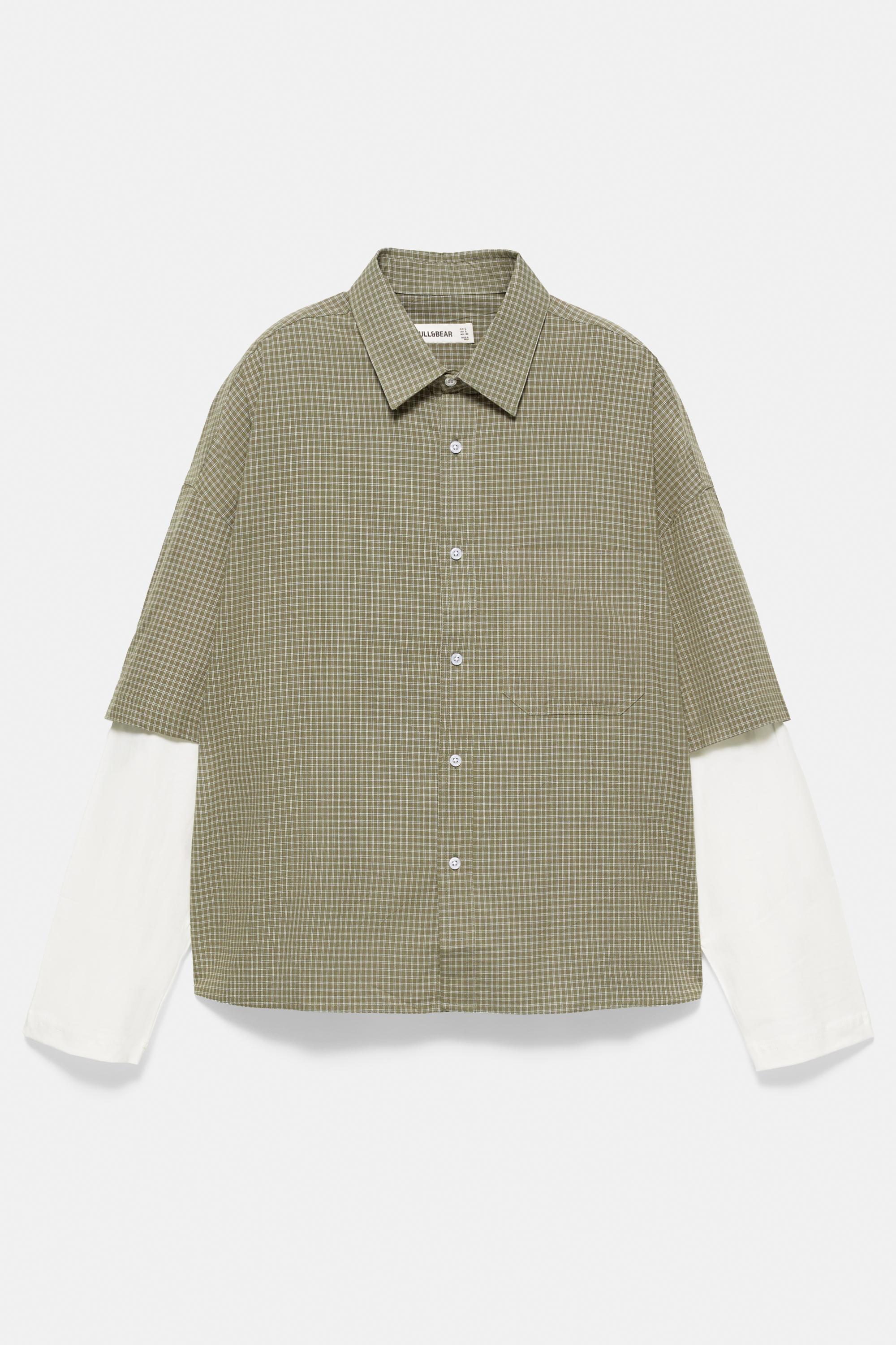 Double sleeve check shirt — White/Grey