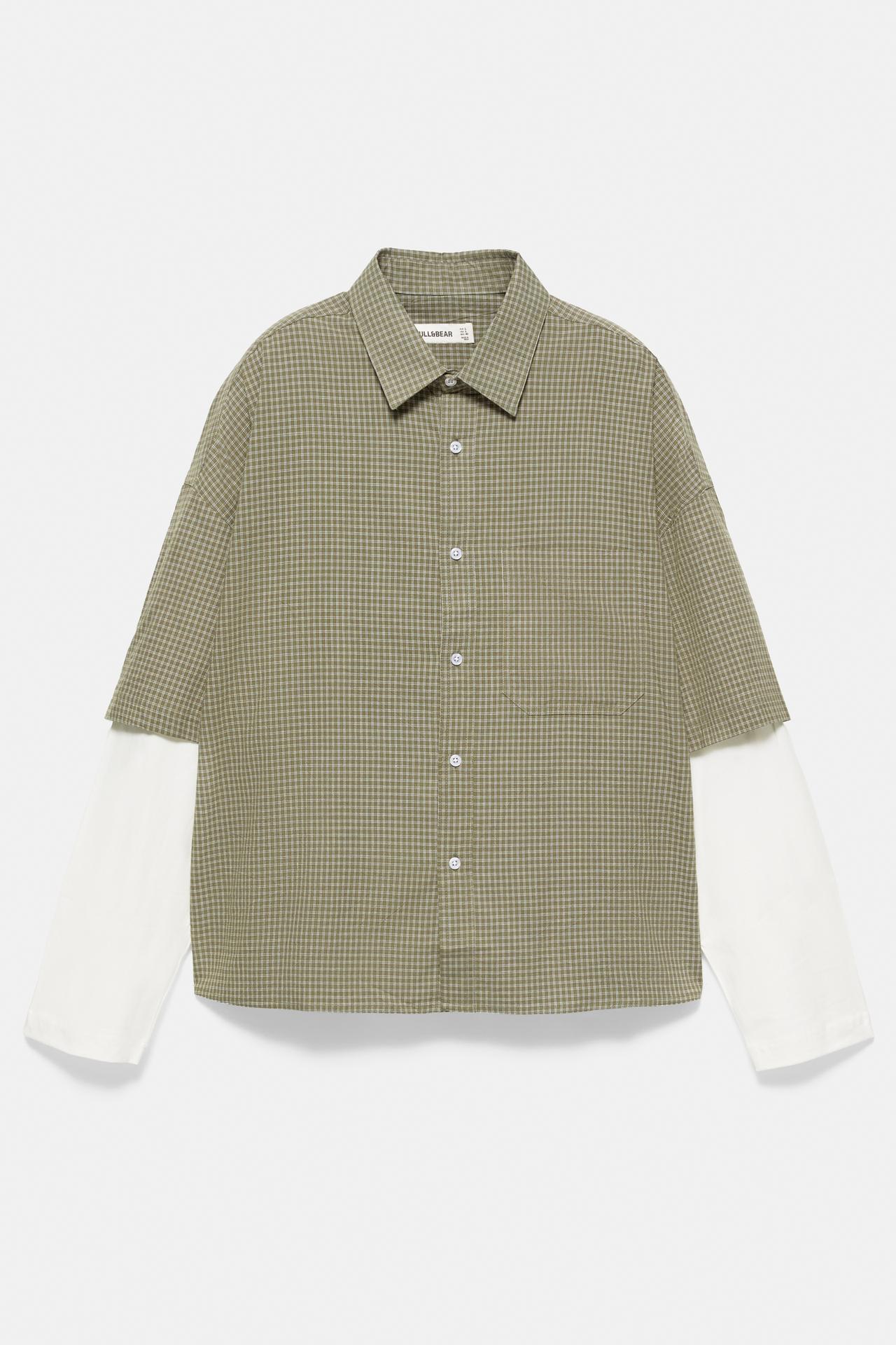 Double sleeve check shirt — White/Grey