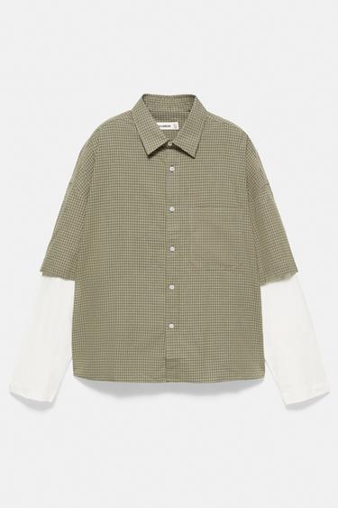 Double sleeve check shirt — White/Grey 4