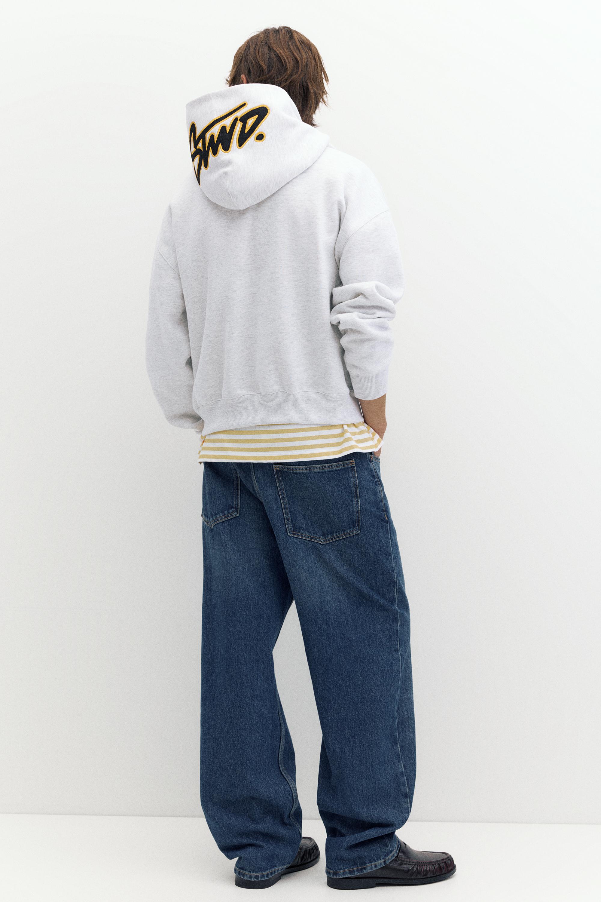 STWD boxy-fit logo hoodie — Pale marl
