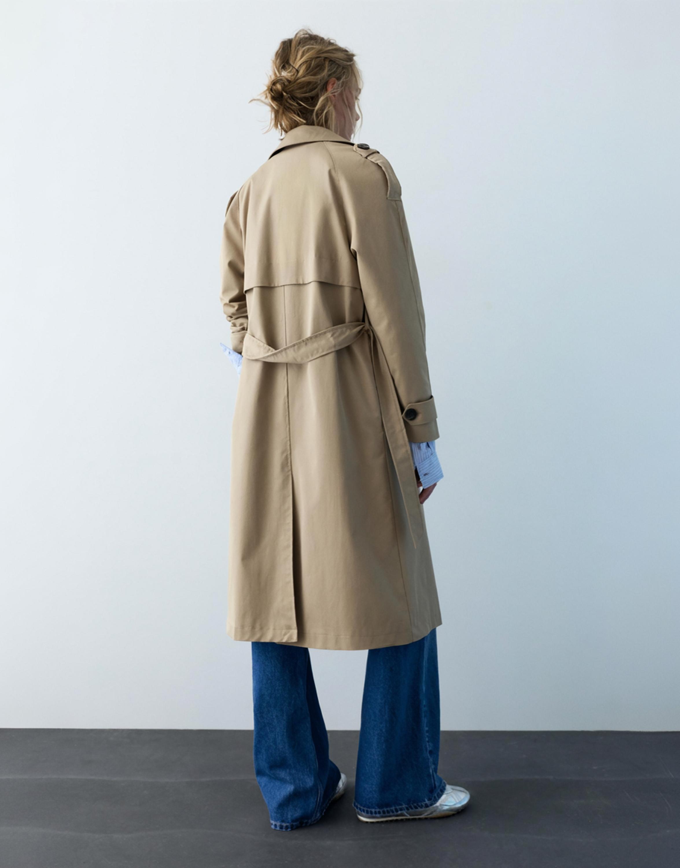 Kemerli uzun trençkot - Görsel 15