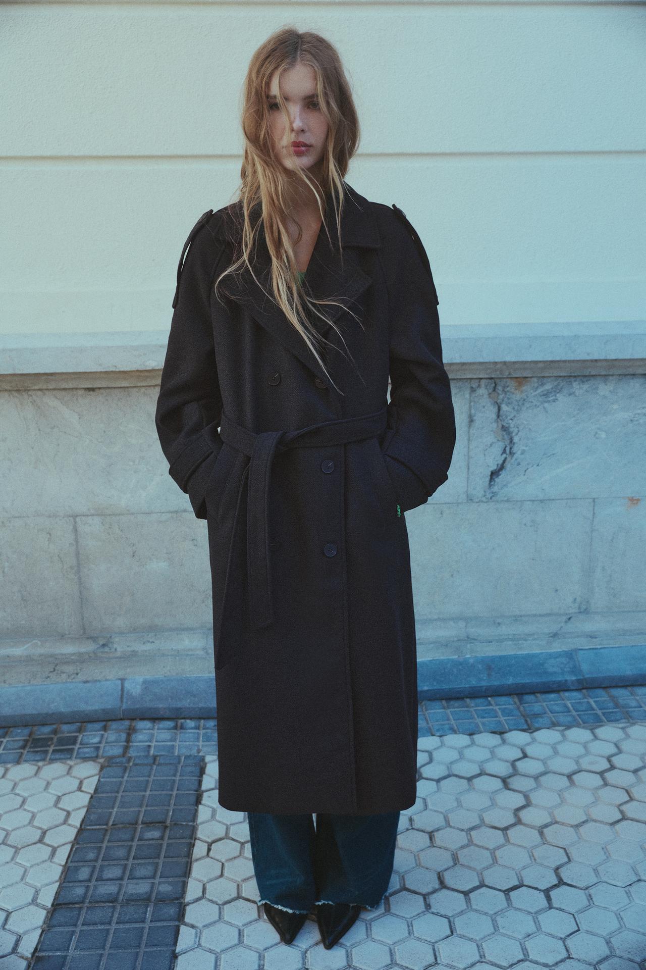 Belted wool trench coat — Anthracite grey