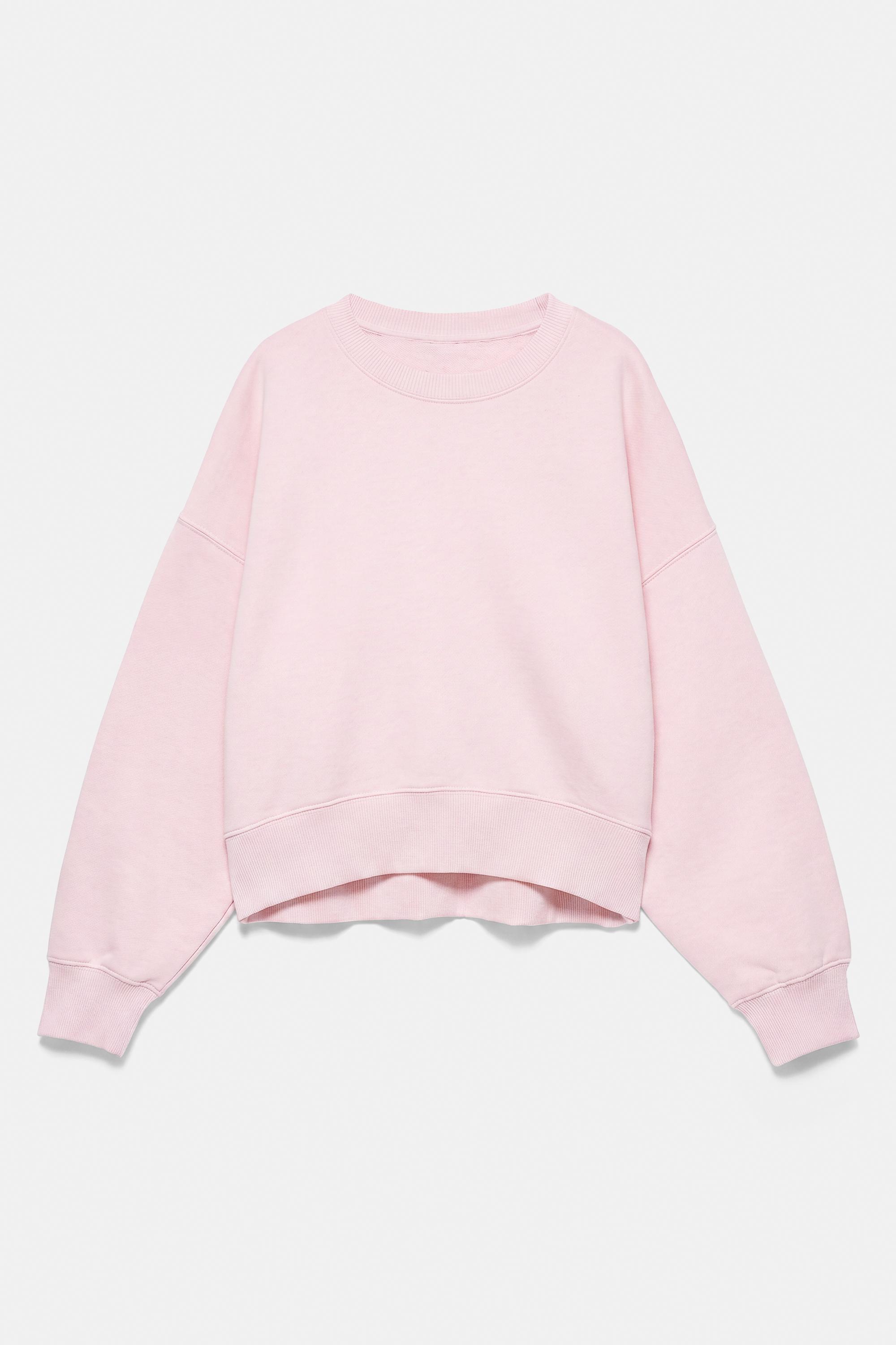 Round neck sweatshirt — Pastel pink (alternate view)