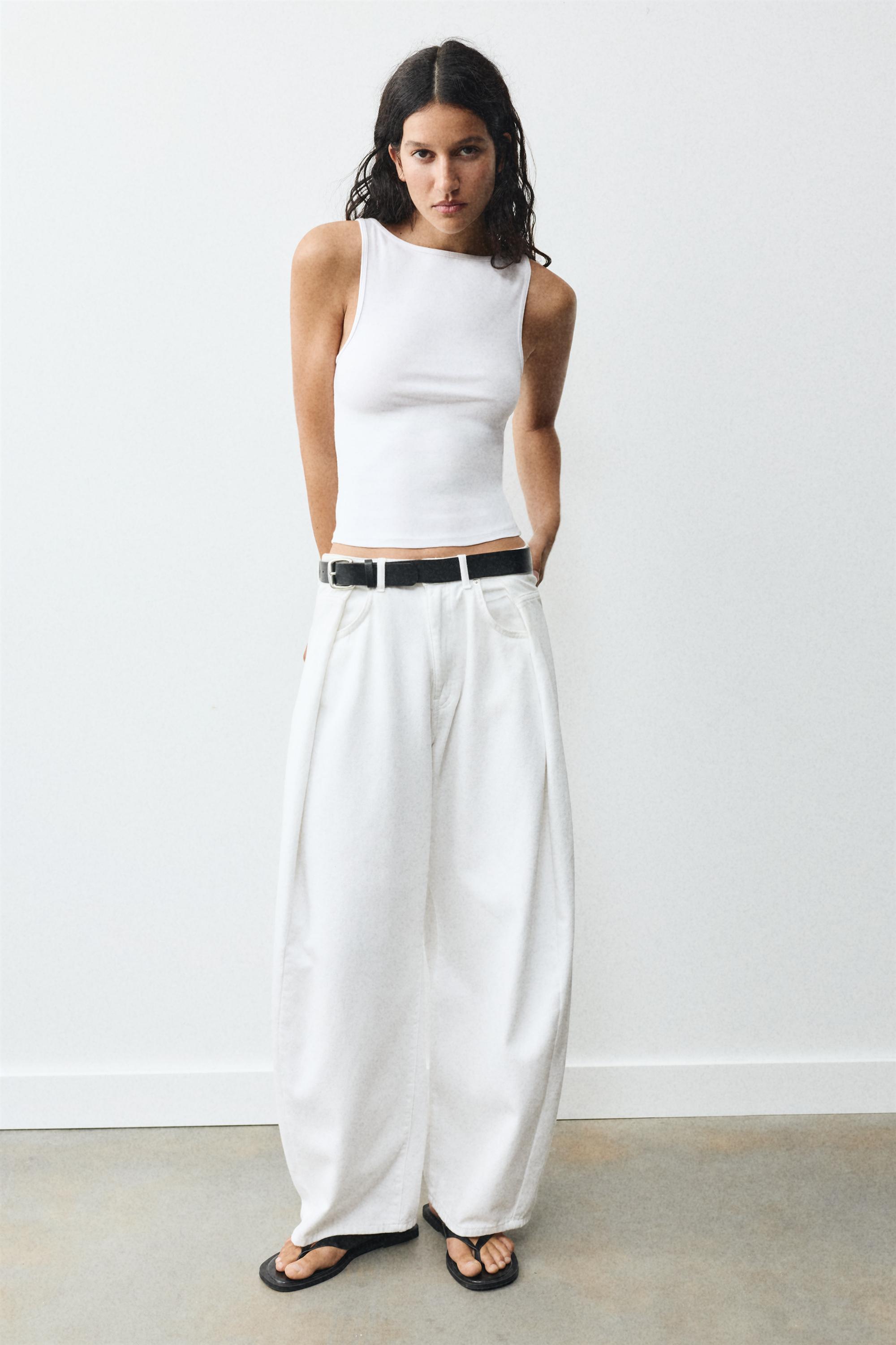 Boat neck tank top — White