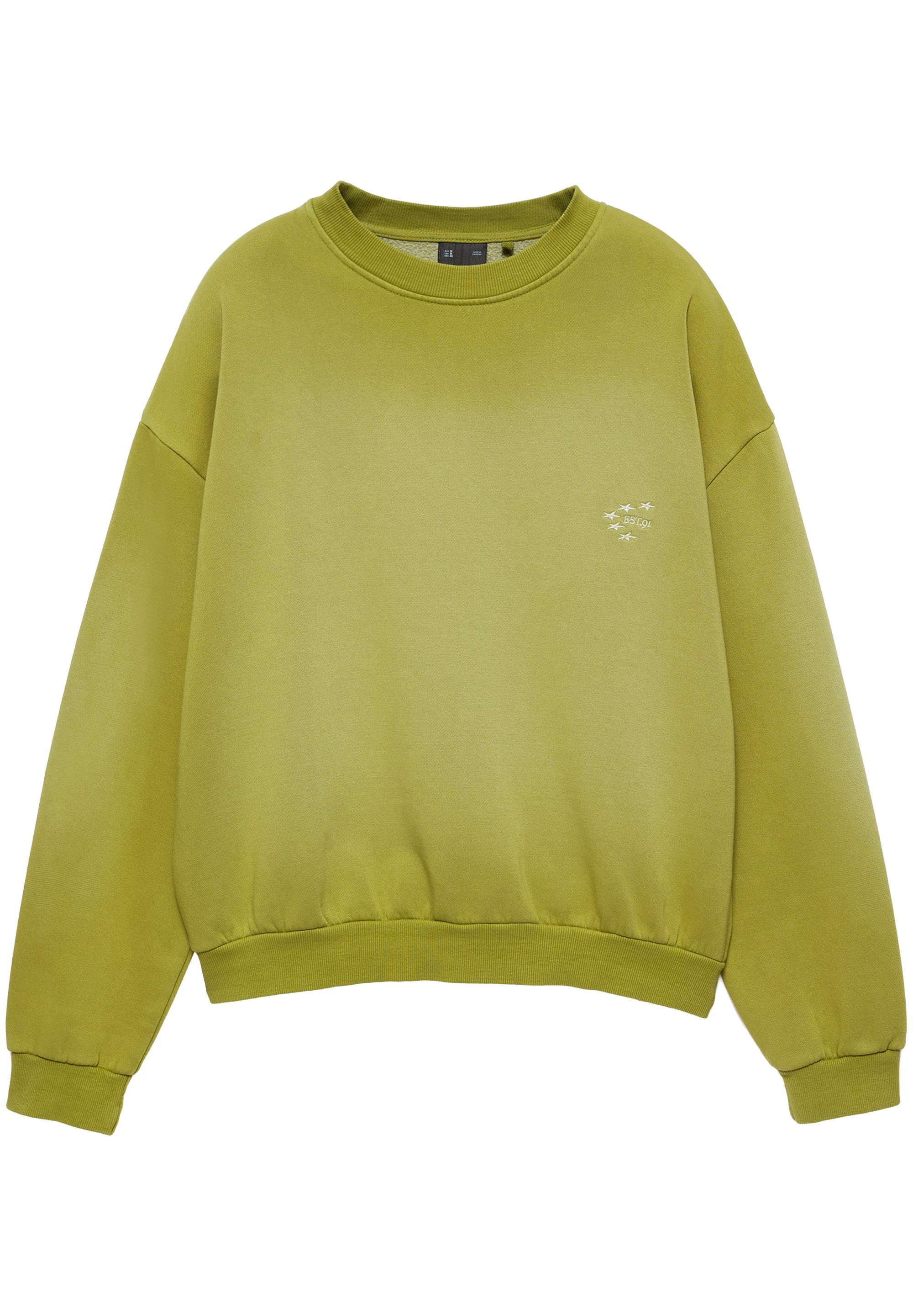Embroidered washed-effect sweatshirt — Khaki