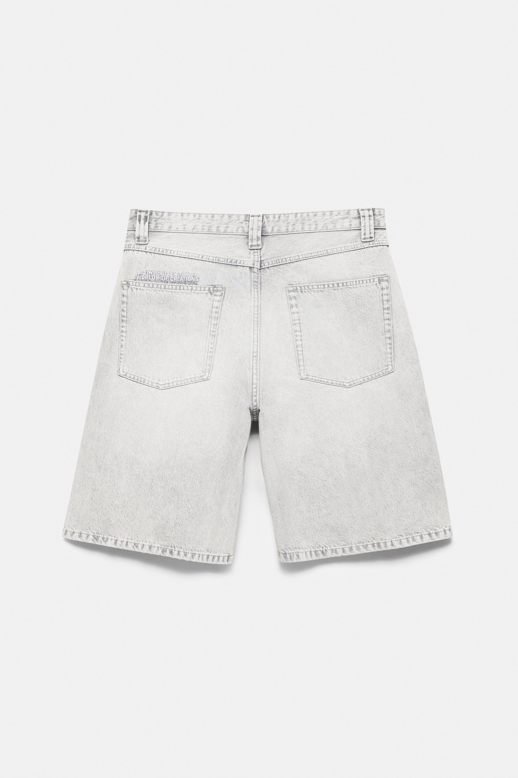 Skater denim Bermuda shorts — Pale grey