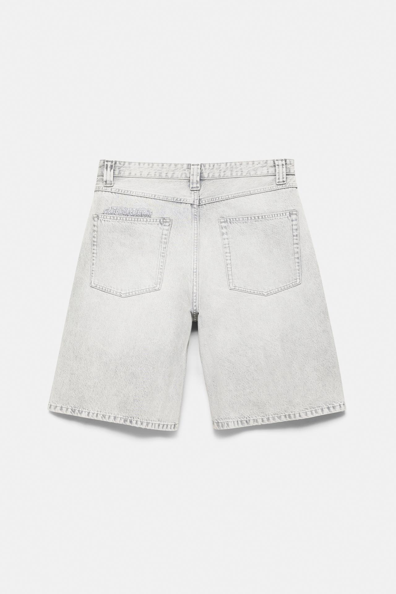 Skater denim Bermuda shorts — Pale grey
