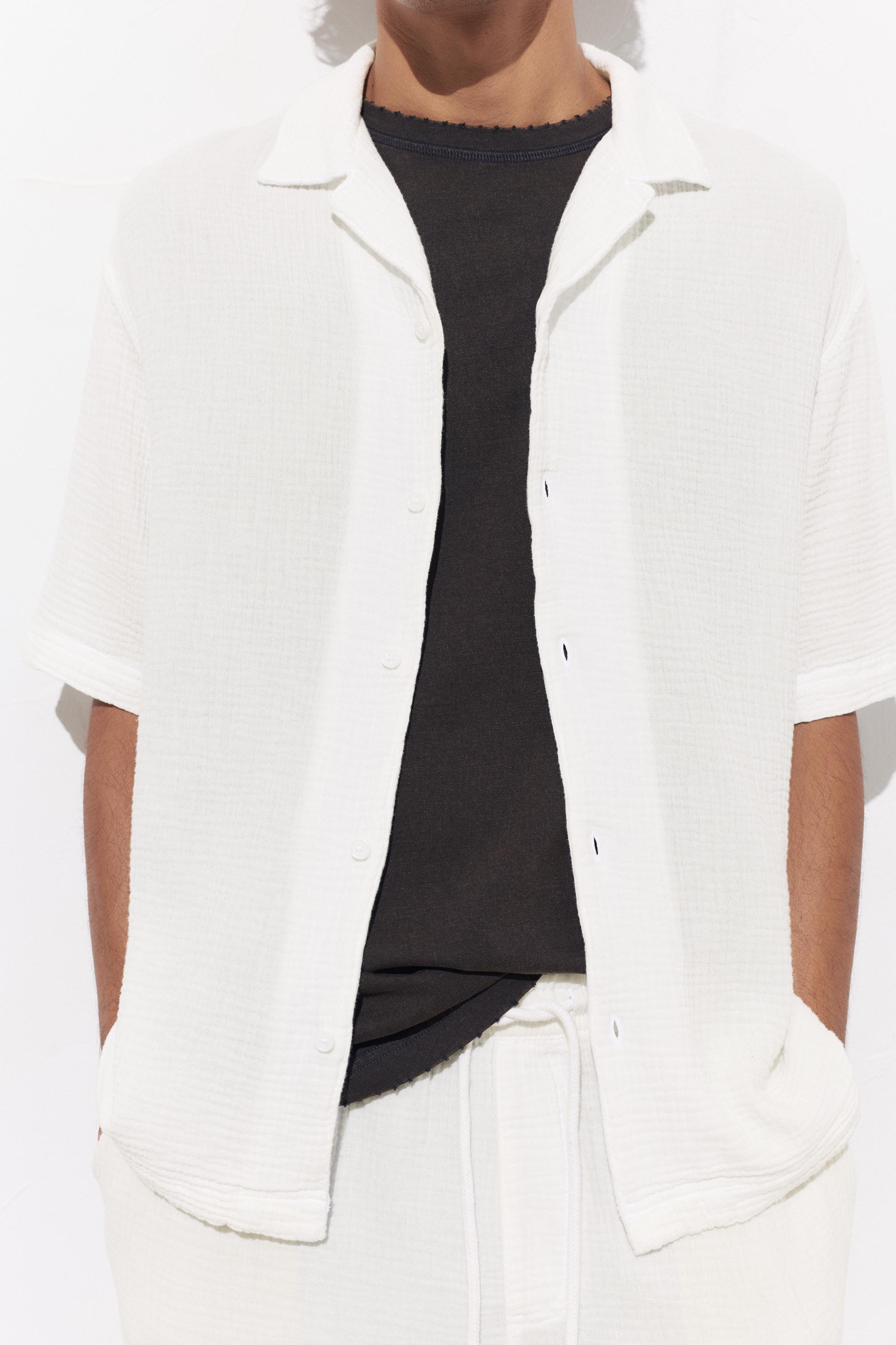 Short sleeve crepe shirt — White
