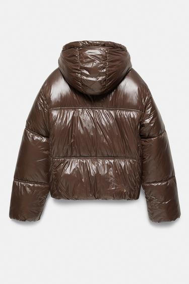Puffer jacket with hood — Brown 6