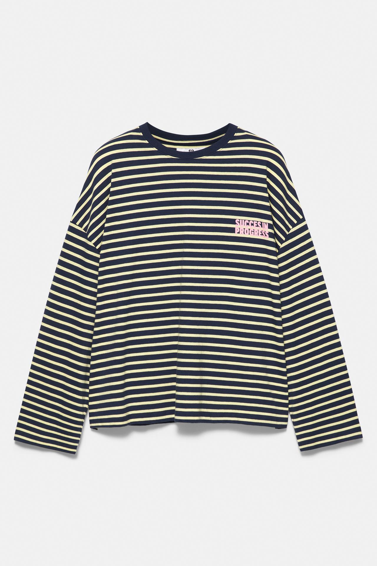 Oversize striped graphic T-shirt — Navy