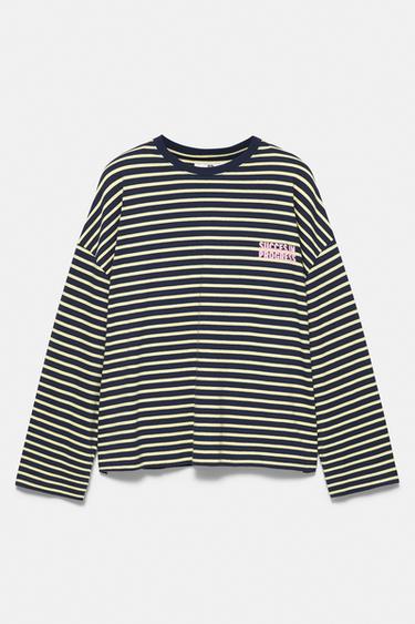 Oversize striped graphic T-shirt — Navy 5