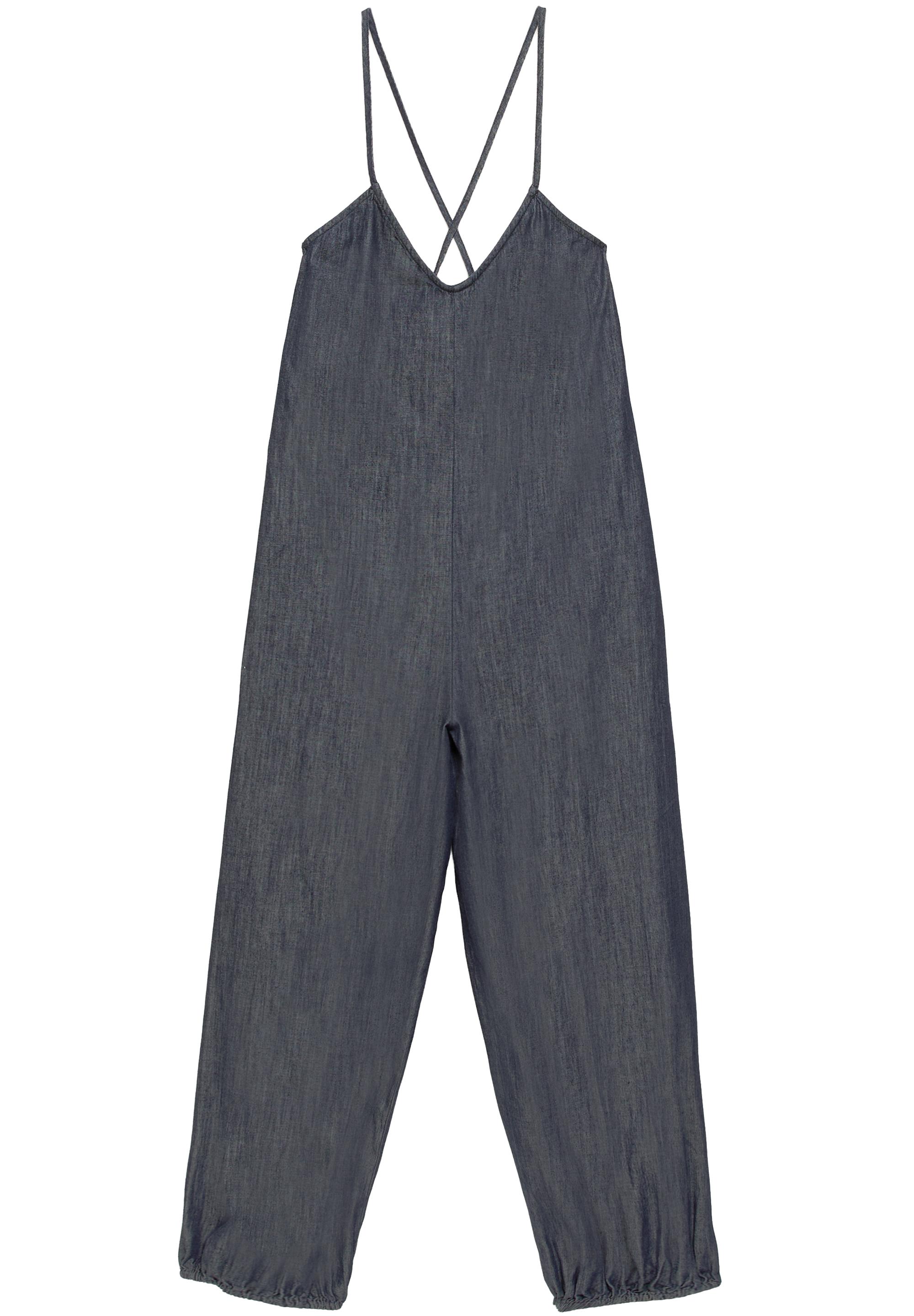 Denim jumpsuit with straps — Navy
