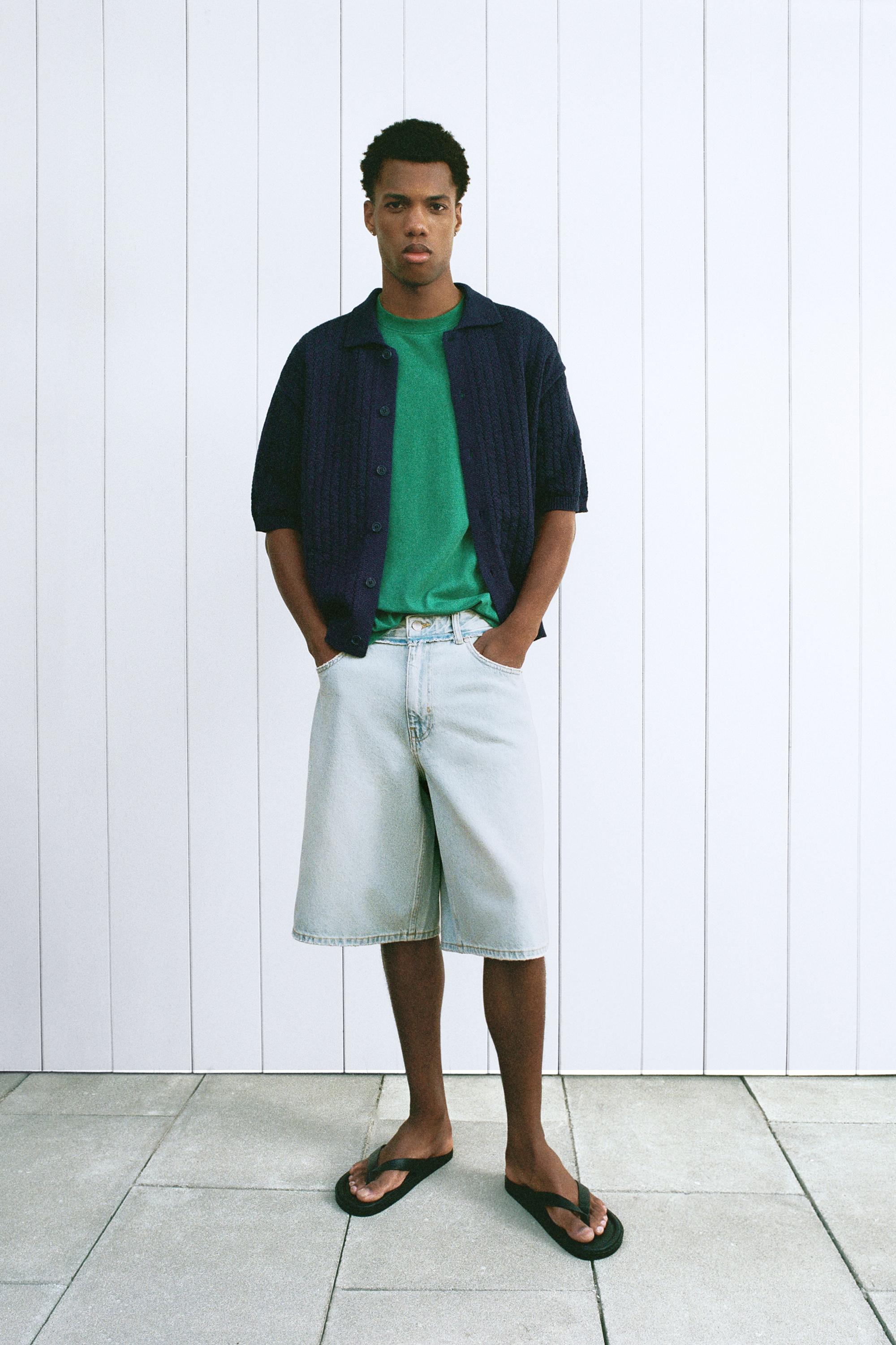 Cutwork knit shirt — Dark blue