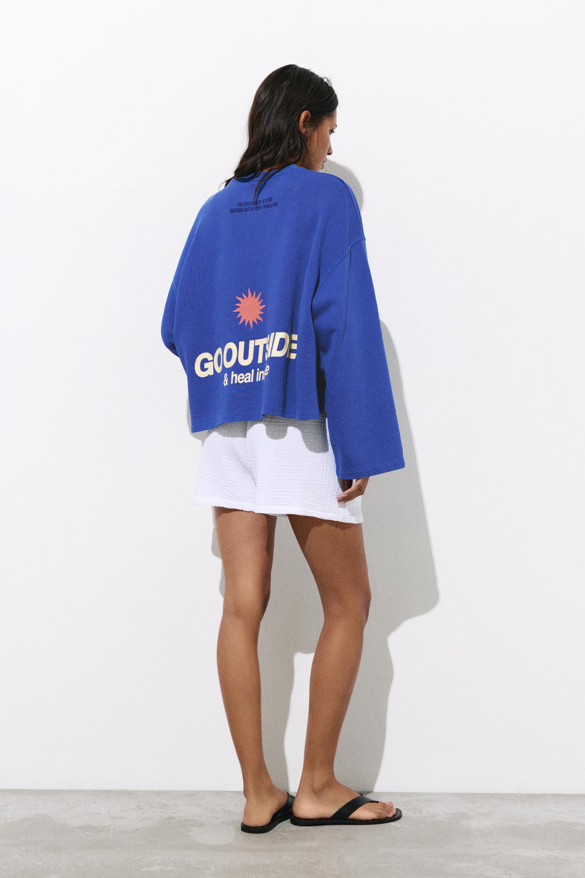 Blue sun graphic sweatshirt — Deep blue