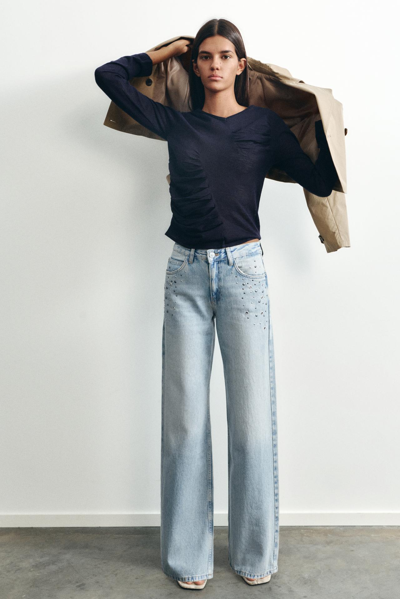 Eyelet baggy jeans — Pale blue