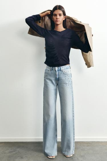 Eyelet baggy jeans — Pale blue 1