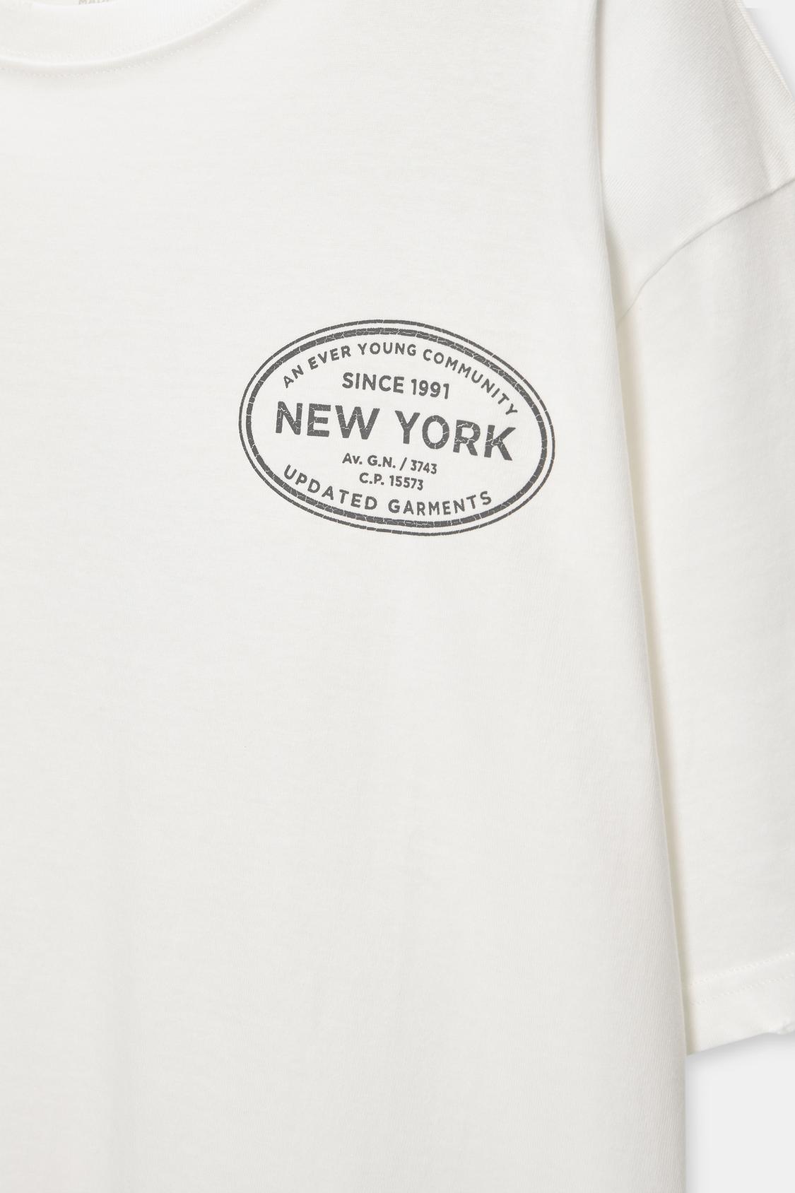 White “New York” graphic T-shirt - PULL&BEAR