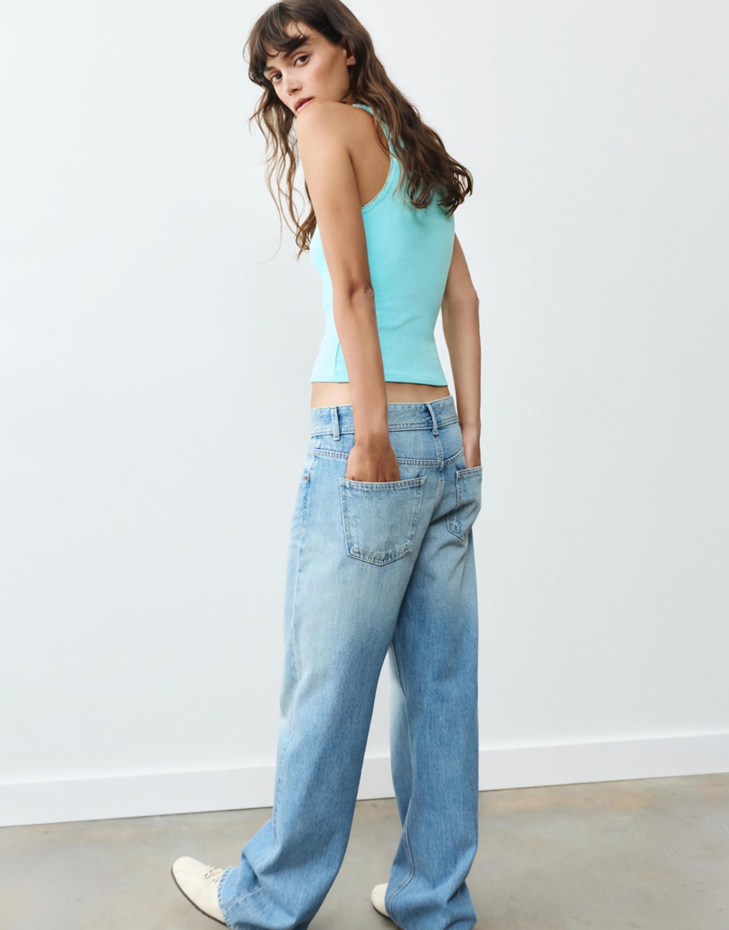 Lace-trim tank top — Turquoise